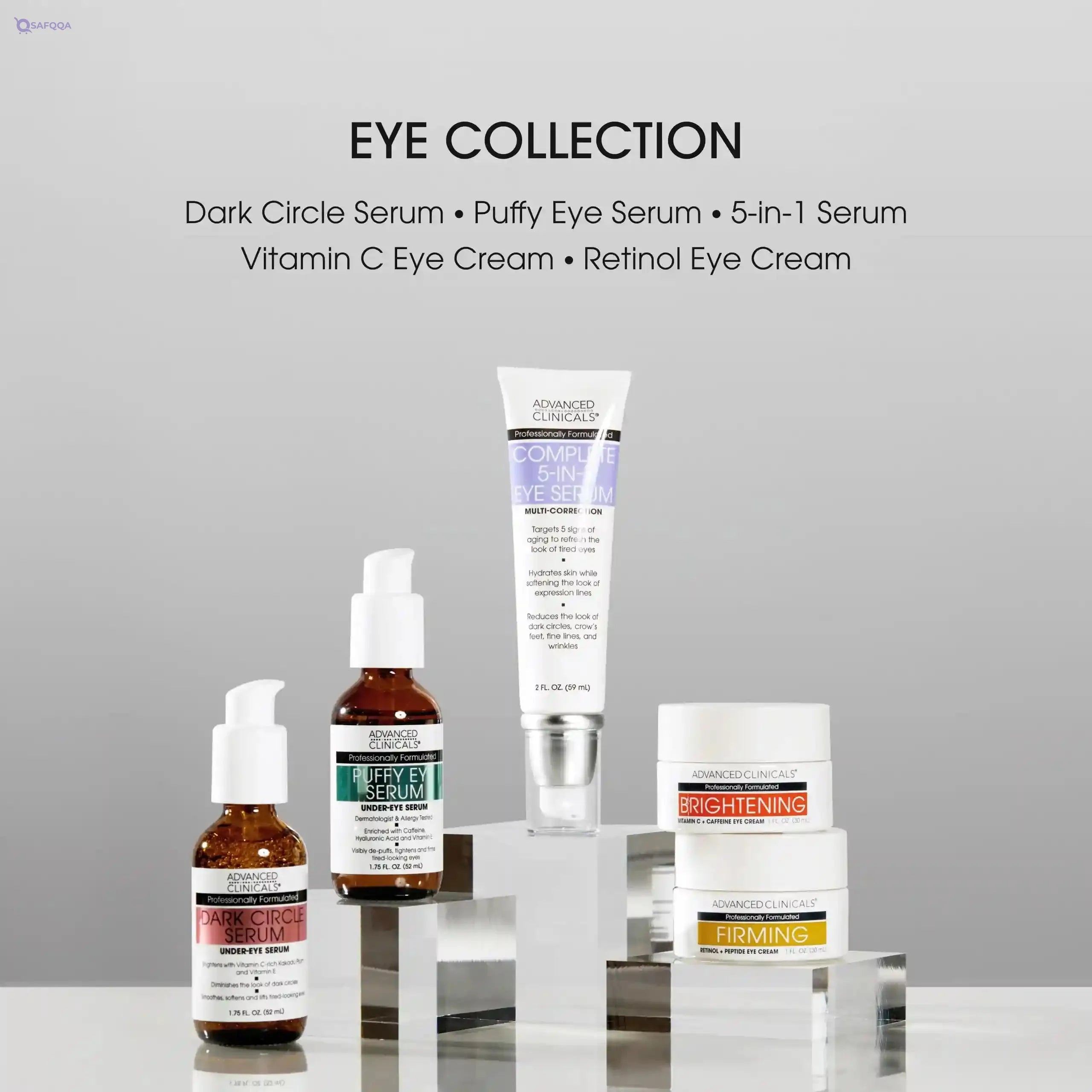 Advanced Clinicals Dark Circle Caffeine Under Eye Serum For Face With Hyaluronic Acid Moisturizer + Peptides | Brightening Vitamin C Serum Helps Improve Look Of Puffy Eye & Fine Lines, 1.75 Fl Oz - Safqqa