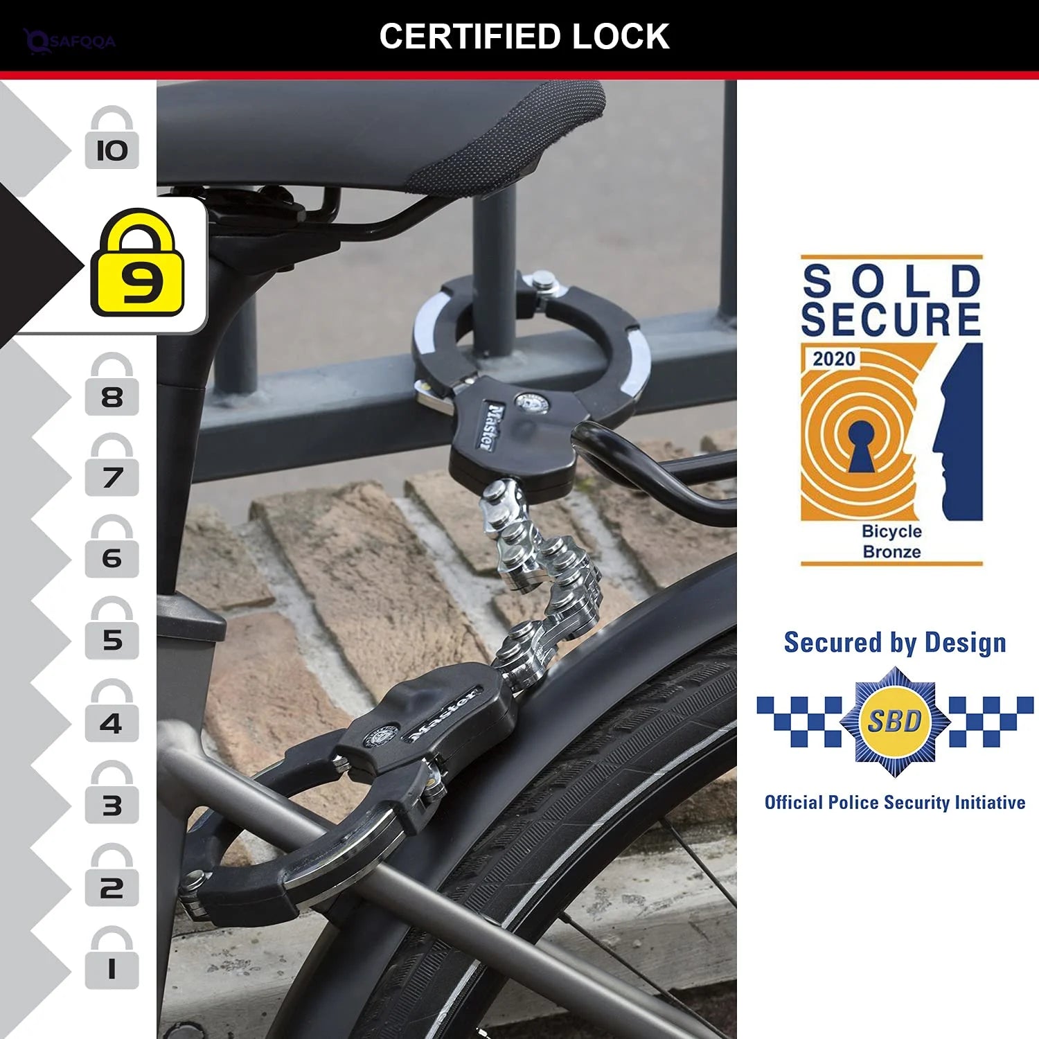 Master Lock Certified Cuffs – Police Approved Anti-Theft Lock - Safqqa