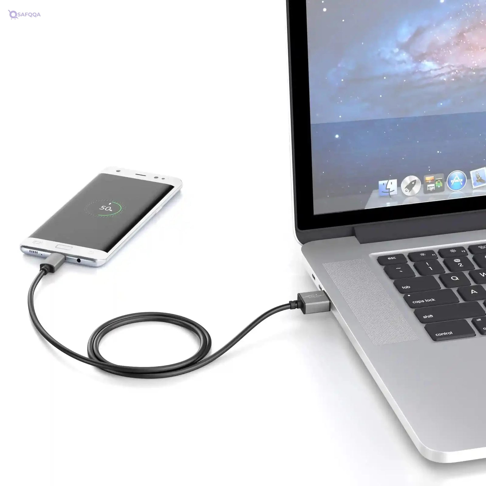 KabelDirekt 1056 1m Micro USB 2.0 Cable (High-Speed Data and Charger Cable, Suitable for Smartphones and Tablets with a Port/Space Grey) PRO Series - Pack of 2 - Black - Safqqa