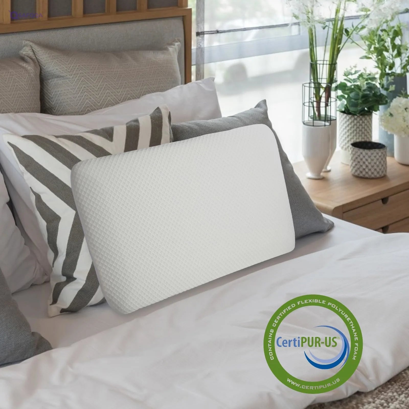 Dlight Bedding Ultra-Thin Gel Infused Memory Foam Pillow – Full Size, Low Profile - Safqqa