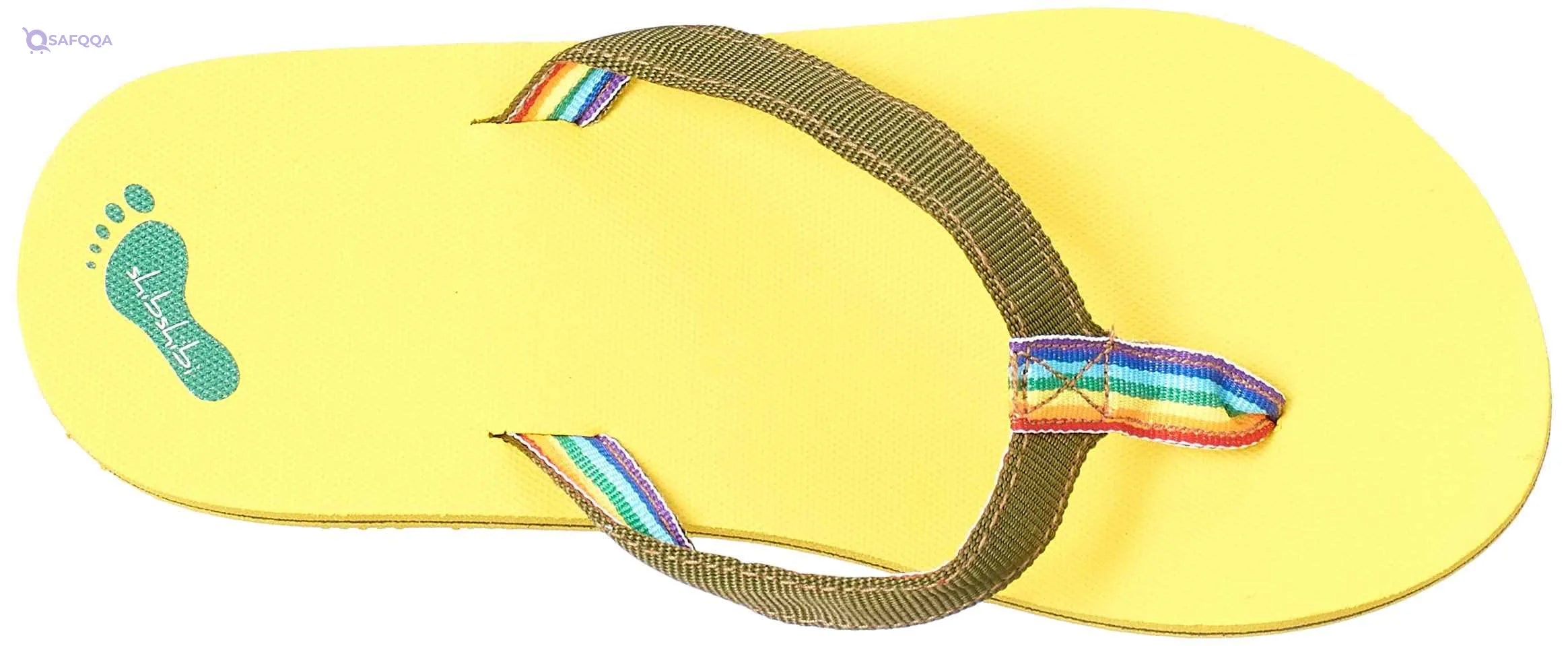yellow rubber flip flop slipper for kids with colorful fabric strap - yellow size: large & S - Safqqa Egypt