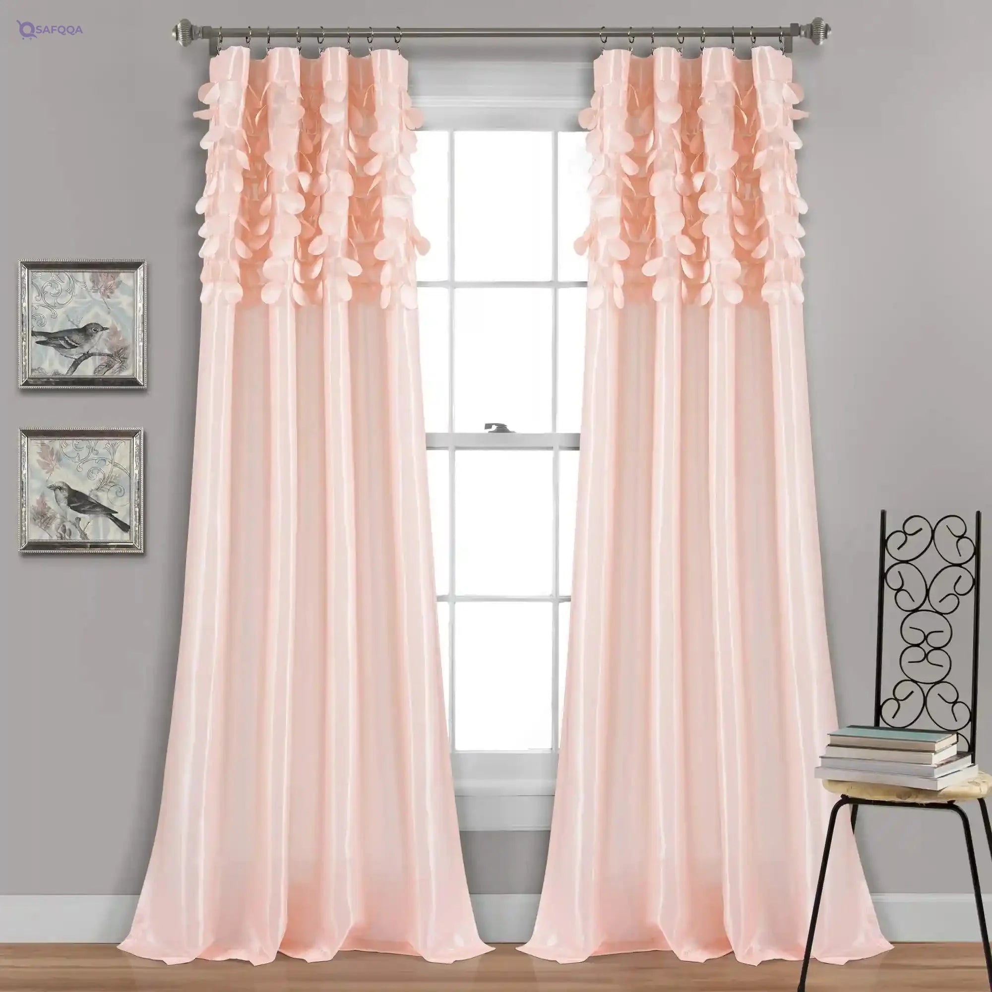 Lush Decor Circle Dream Window Curtains Panel Set for Living, Dining Room, Bedroom (Pair), 54"W x 84"L, Blush - Safqqa