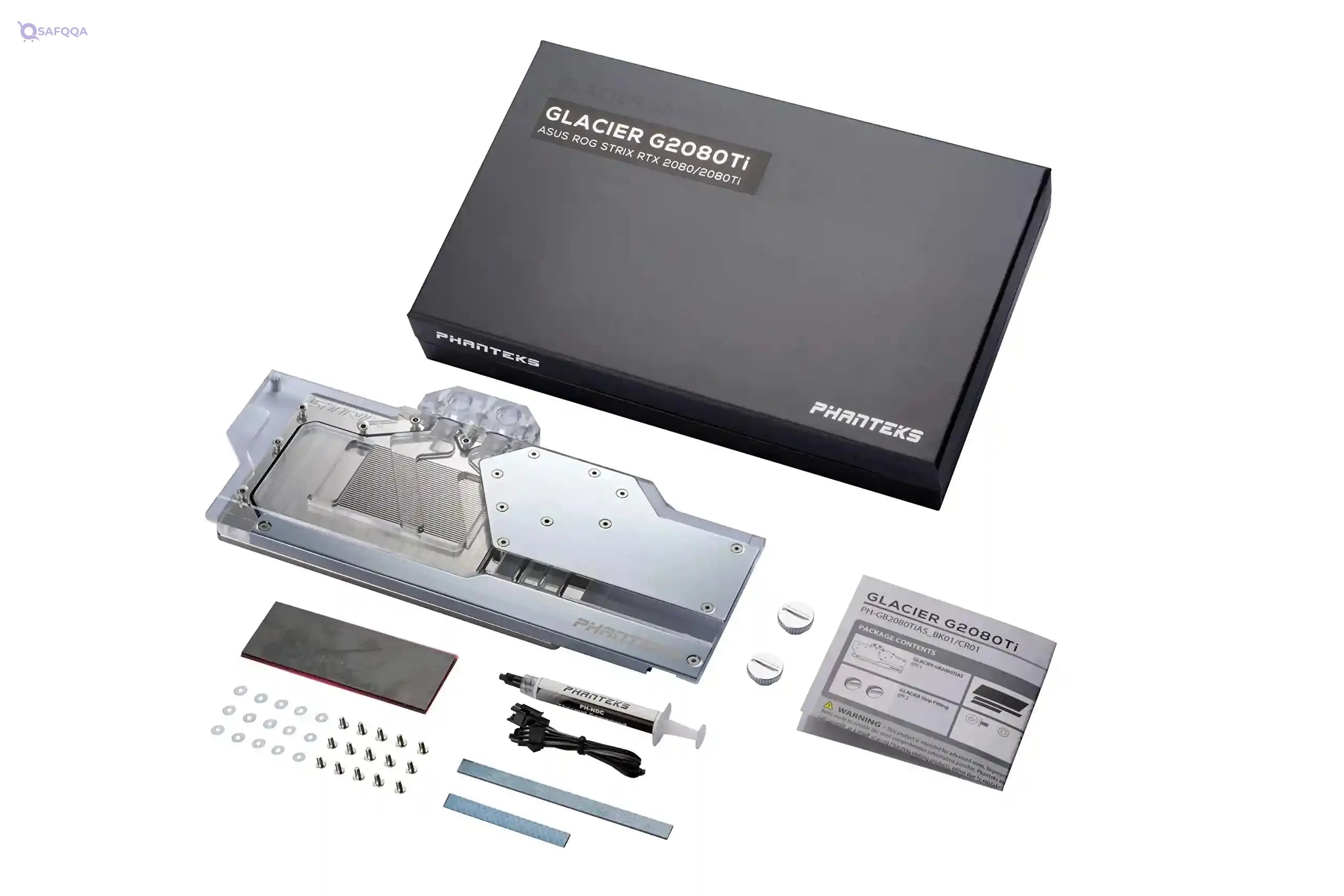 Phanteks (PH-GB2080TiAS_CR01) Glacier G2080Ti Strix GPU Full Waterblock for RTX 2080/2080Ti - Nickel-Plated, Acrylic, Addressable RGB, Mirror Chrome - Safqqa