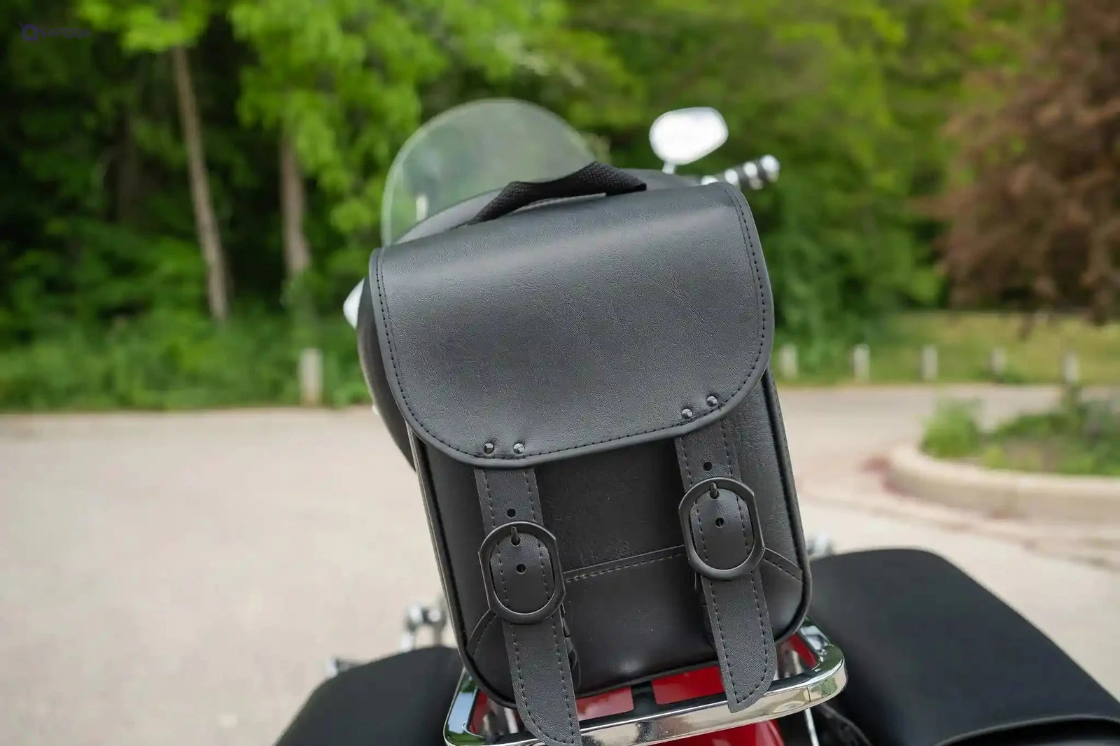 Dowco Willie & Max 59591-00 Black Jack Series: Synthetic Leather Motorcycle Sissy Bar Bag, Black, Universal Fit, 8in.W x 10in.H x 4.5in.D. Handcrafted. Made in the USA. Limited Lifetime Warranty. - Safqqa