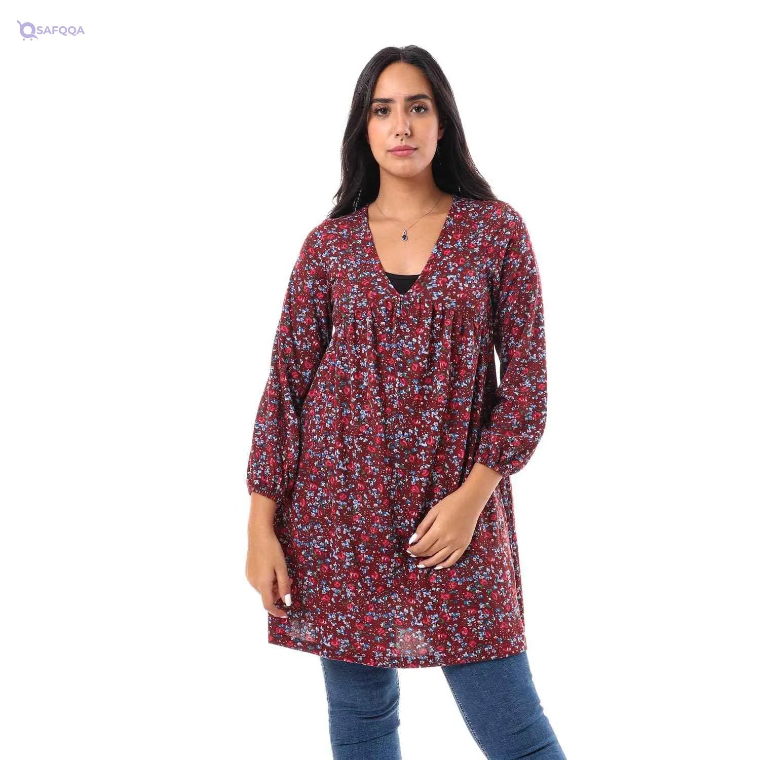 JAMILA Printed Long Sleeve Blouse For Women,Durable quality that withstands frequent washing. - Safqqa