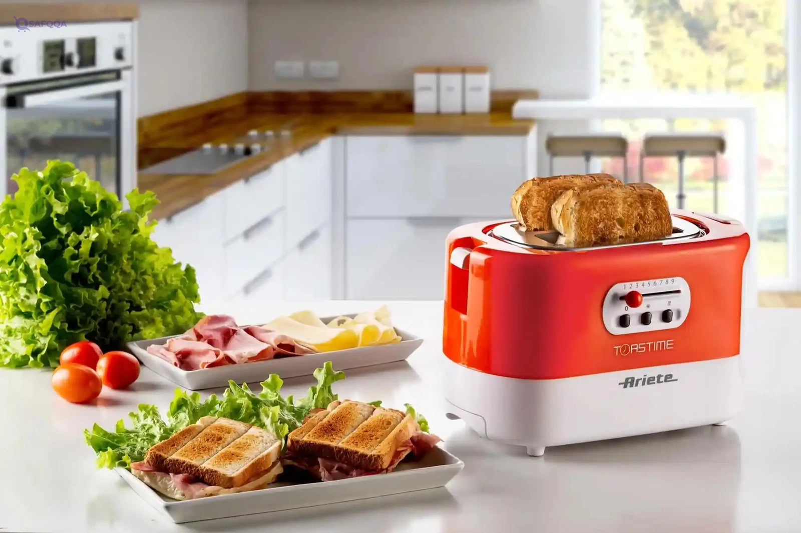 Ariete 159 Toastime, Orange Toaster, 2 Slice Capacity, 9 Browning Levels, 700 W, 3 Functions, Orange, no pliers. (by Delonghi Group)no pliers. 159 (by Delonghi Group). - Safqqa Egypt