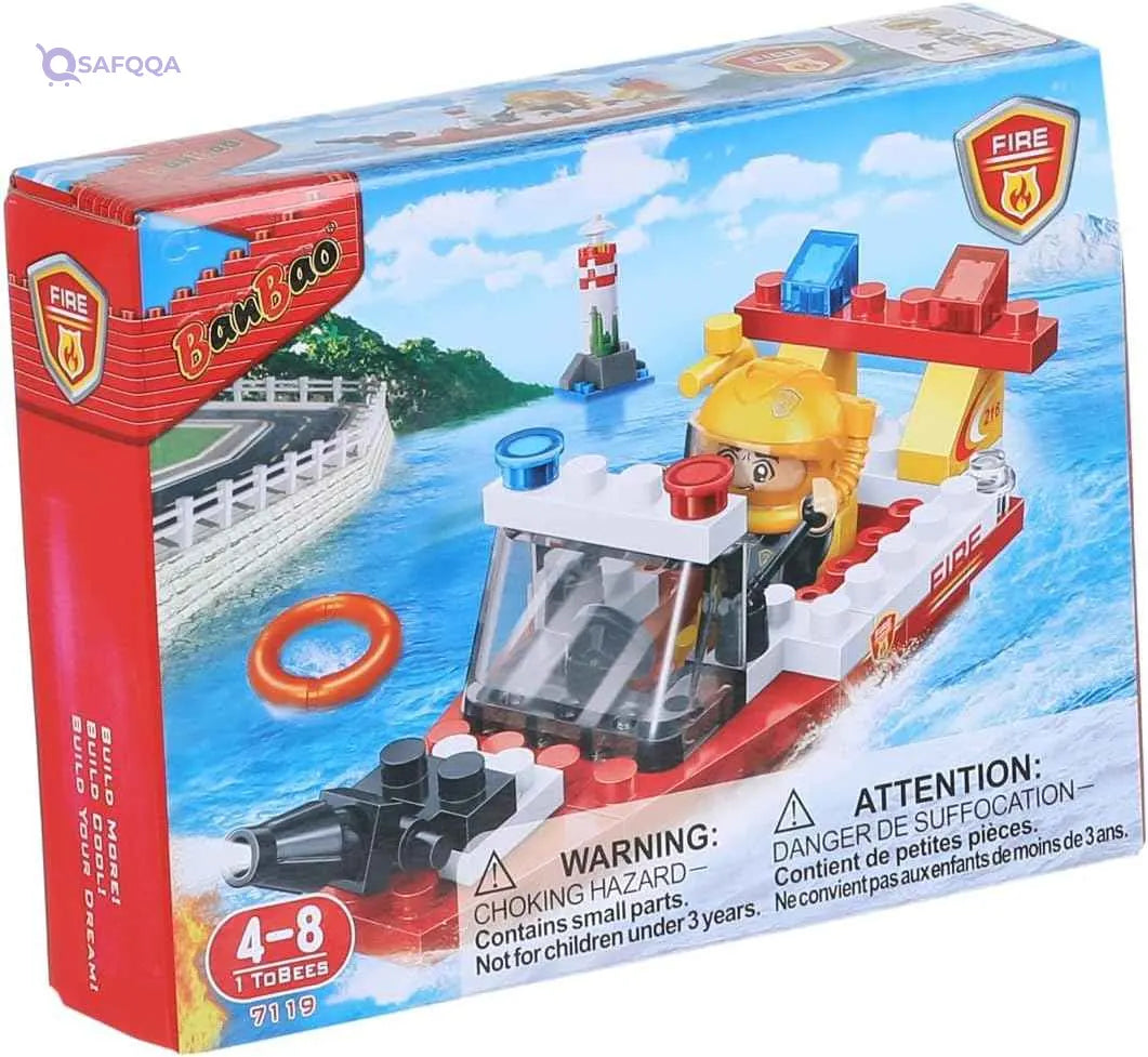 Banbao - Fire Series - Fire Rescue Boat (62 pieces)- Model 7199 - Safqqa Egypt