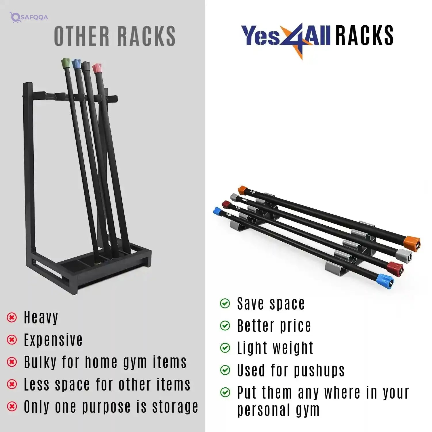 Yes4All Weighted Bar, Weighted Workout Bar For Exercise, Therapy, Aerobics, Yoga And Strength Training - Safqqa