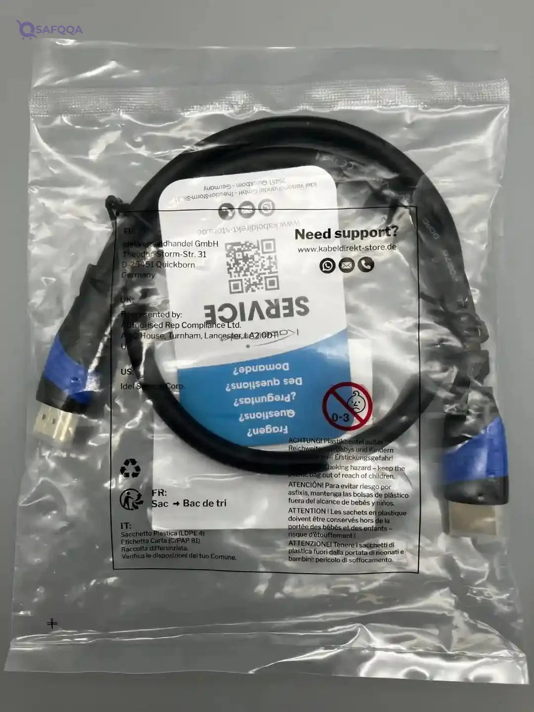 KabelDirekt 443 0.5m HDMI Cable 4K / Cord compatible with (HDMI 2.0a/b, 2.0, 1.4a, Cable, to HDMI, 4K@60HZ,1080p FullHD, UHD, Ultra HD, 3D, High Speed Ethernet, ARC, PS4, XBOX, HDTV) black - Safqqa
