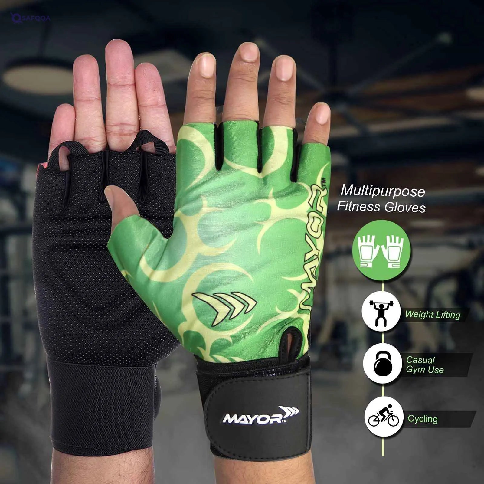 Mayor Pluto Exercise/Weight Lifting Gloves for Men, Women. Gym Gloves with Wrist Support for Workout Training Gloves Exercise Fitness, Hanging, Pull Ups, Suitable for Dumbbells & Cycling - Safqqa