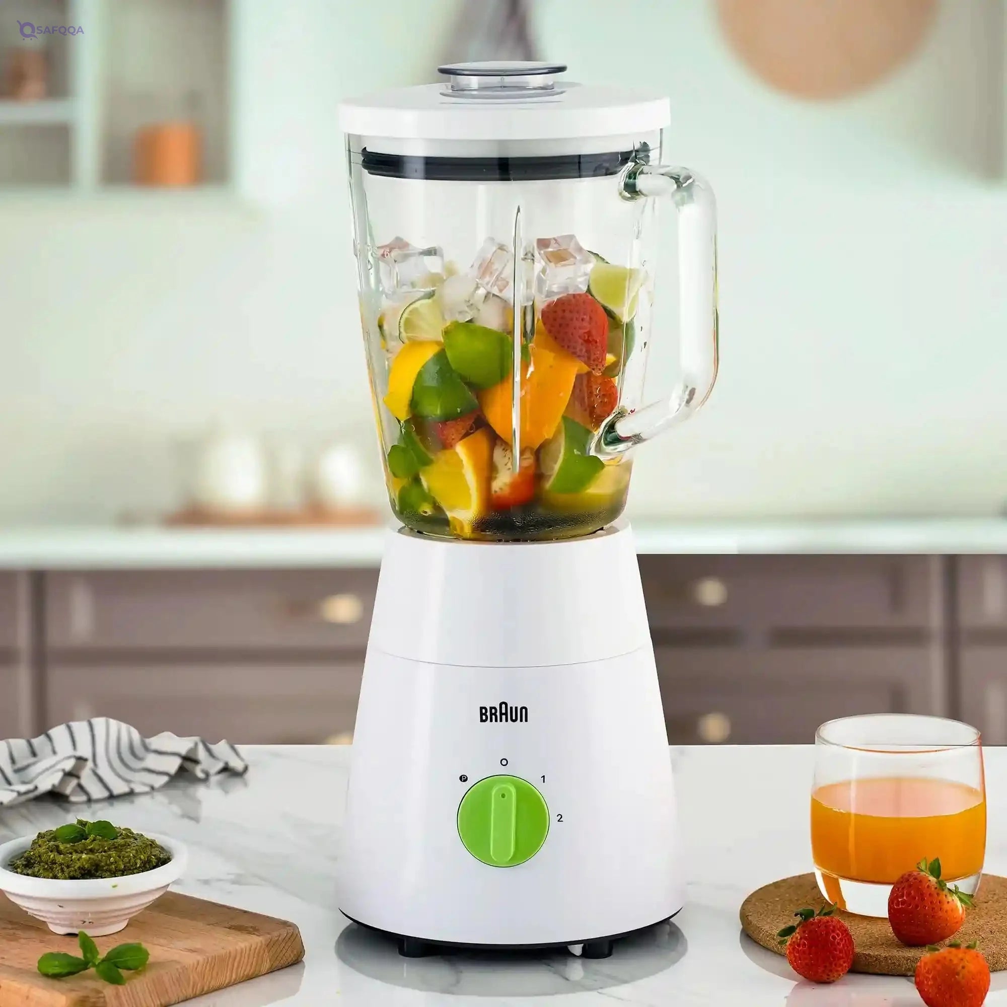 Braun Household Braun PowerBlend 1 Jug Blender 500W, Glass, 1.5 L capacity, TriAction Technology, 2 Mills 2 speeds + ice crush/pulse function - JB 0153 - Safqqa Egypt