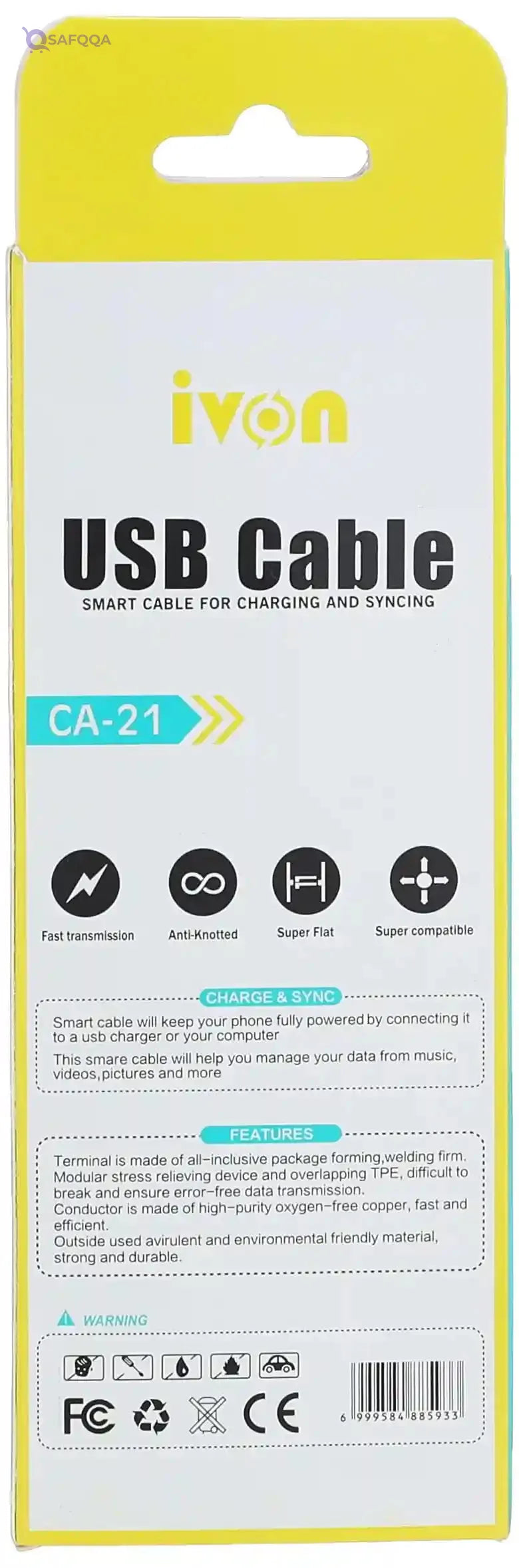 Ivon USB Type-C Cable – Fast Charging and Data Transmission - Safqqa