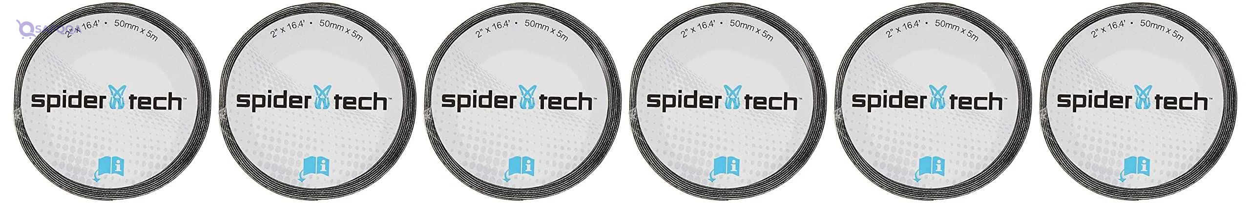Spidertech Unisex Adult6 - Pack STD Canadian Roll Kinesiology Tape, 6-pack Std Canadian Roll - 50mm x 5m - Black, Small - Safqqa