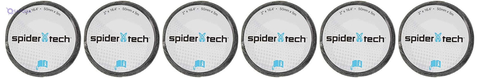 Spidertech Unisex Adult6 - Pack STD Canadian Roll Kinesiology Tape, 6-pack Std Canadian Roll - 50mm x 5m - Black, Small - Safqqa