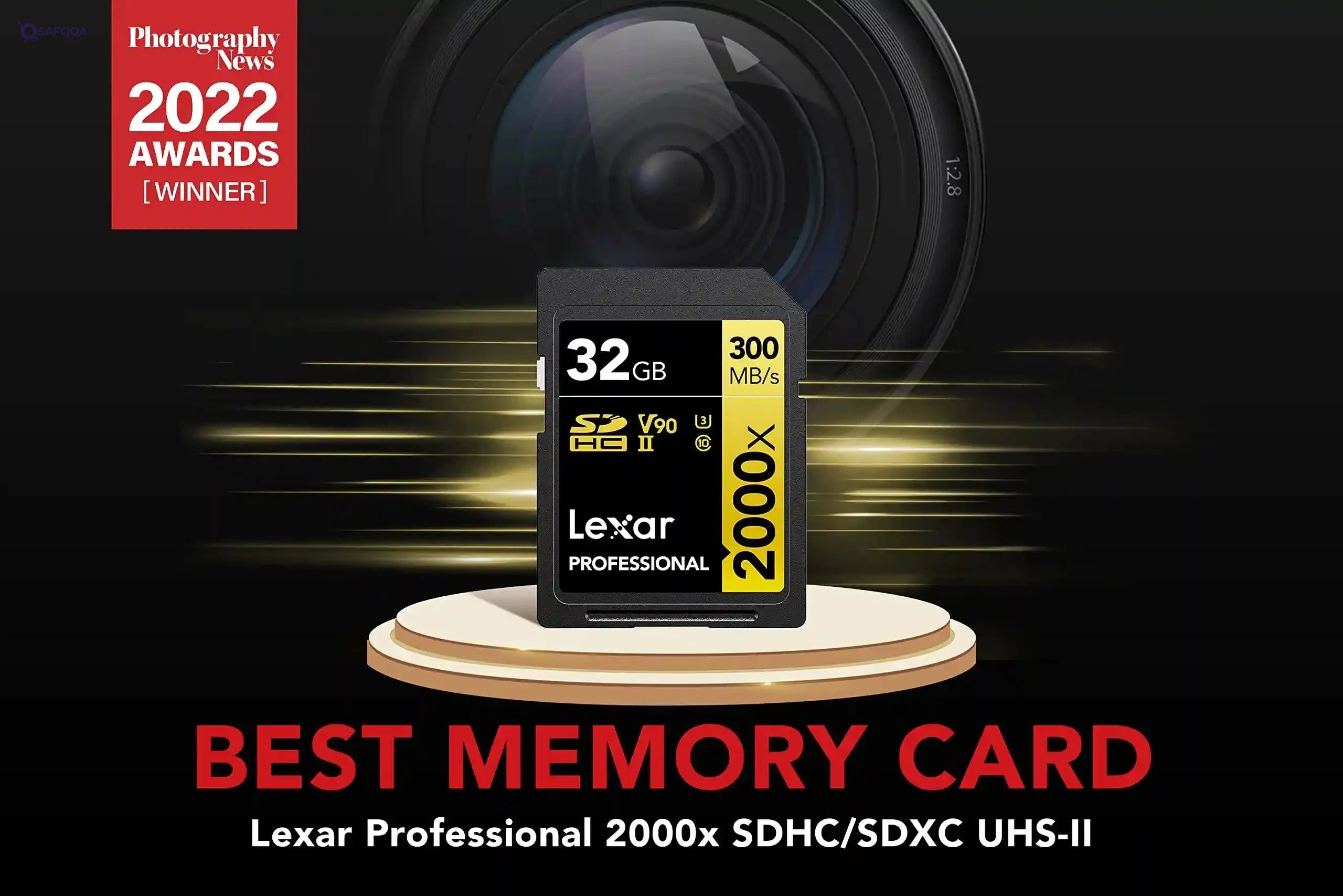 Lexar Professional 2000x SD Card 32GB, SDHC UHS-II Memory Card, Up to 300MB/s Read, for DSLR, Cinema-Quality Video Cameras (LSD2000032G-BNNAG) - Safqqa