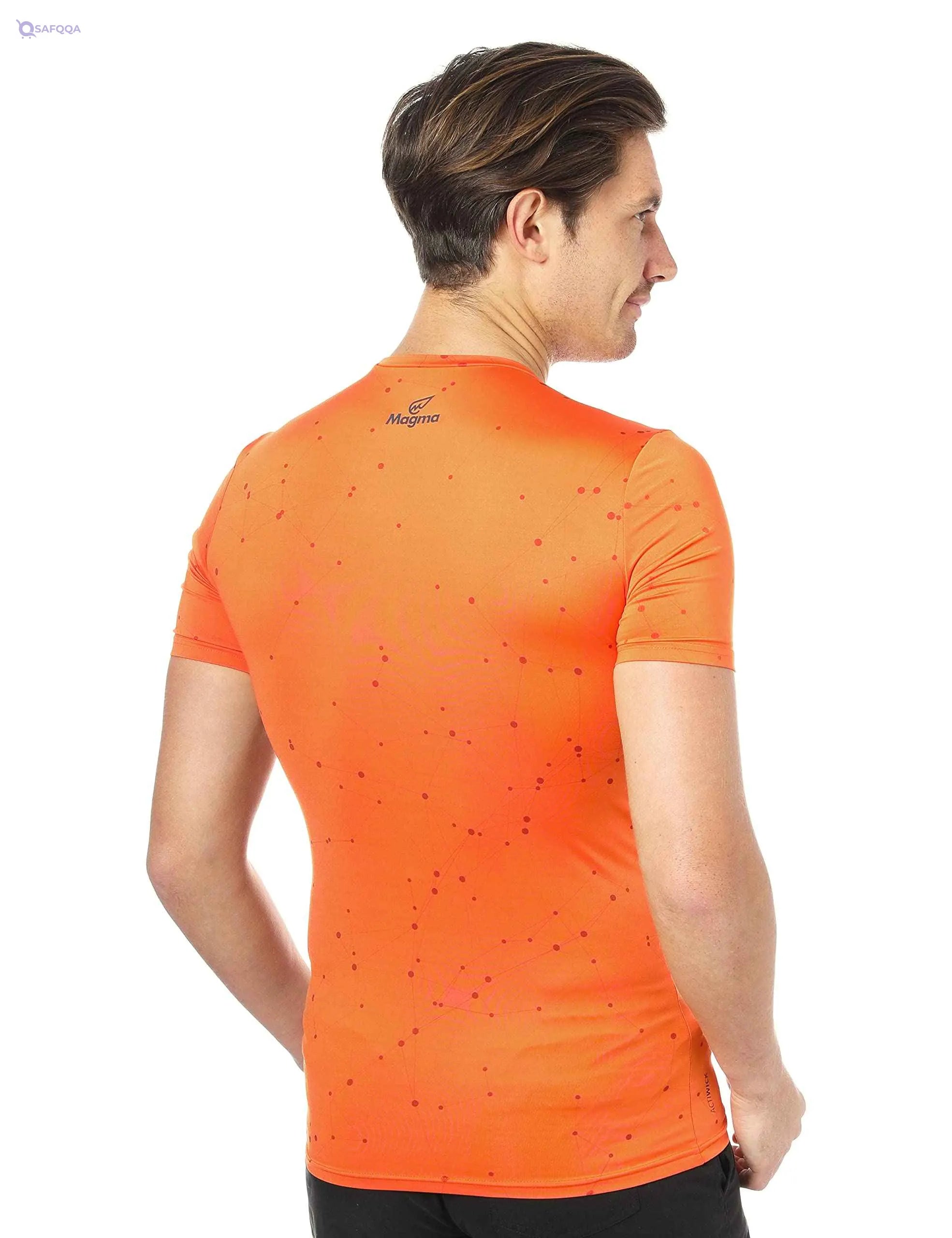 Magma Patterned Round Neck Short Sleeves Slim-Fit Sports T-Shirt for Men - Safqqa Egypt