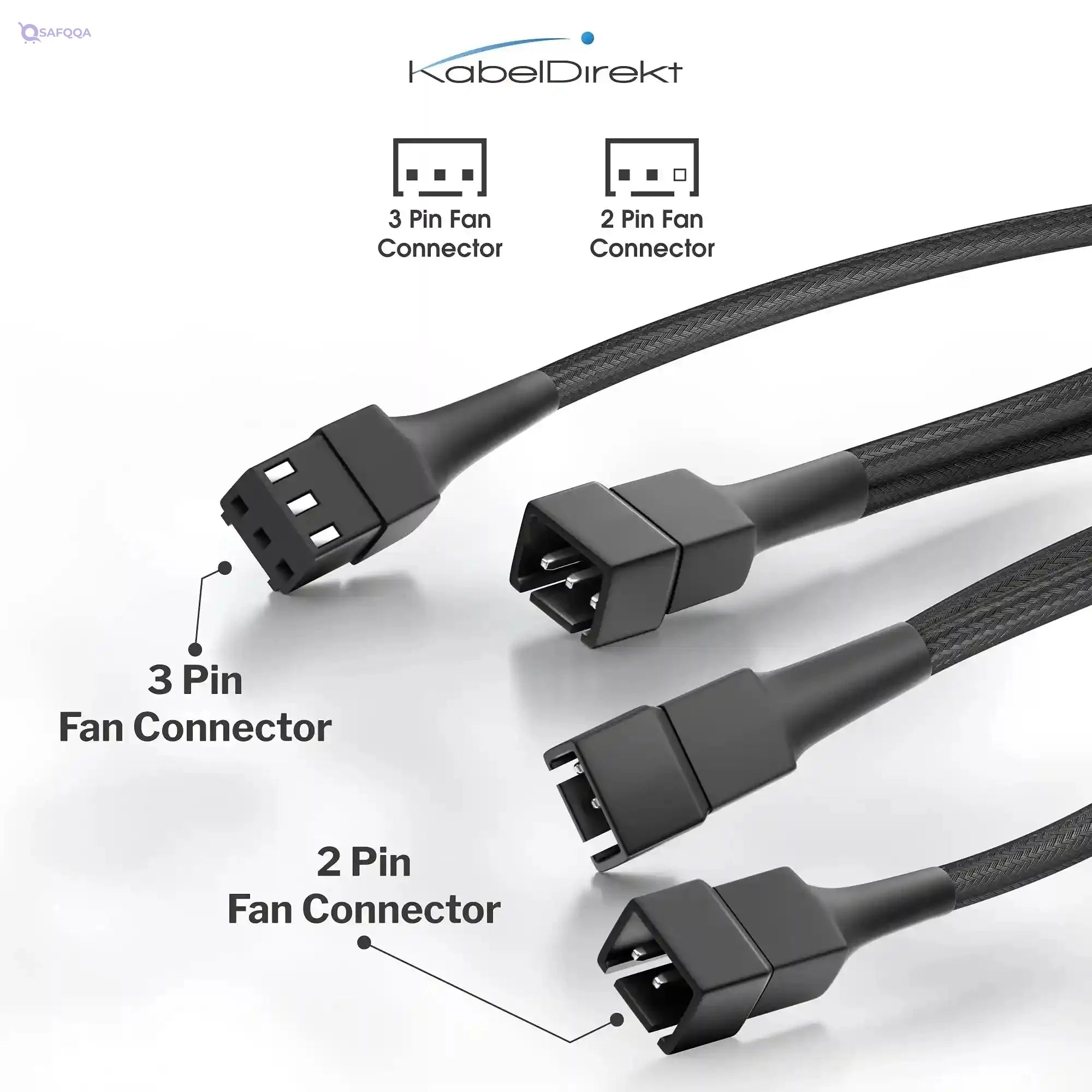 KabelDirekt 834 0.2m 3-pin fan to and 2x2-pin distribution cable 20-20-20 cm black - Safqqa Egypt