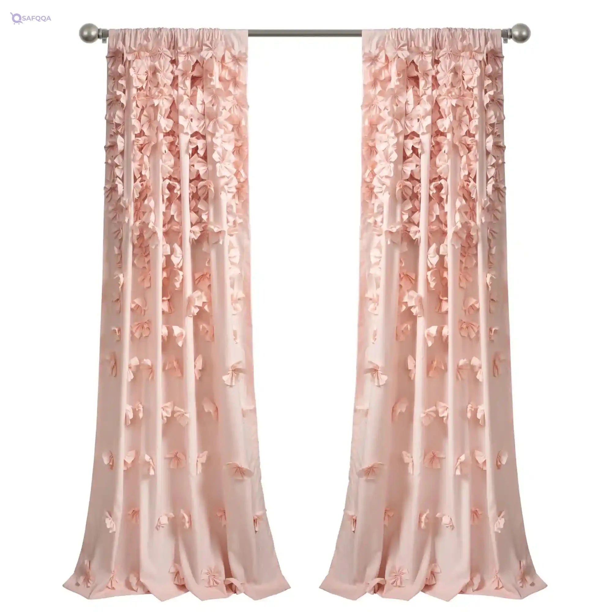 Lush Decor Riley Window Curtain Sheer Ruffled Textured Bow Window Panel for Living, Dining Room, Bedroom (Single), 54"W x 84"L, - Safqqa