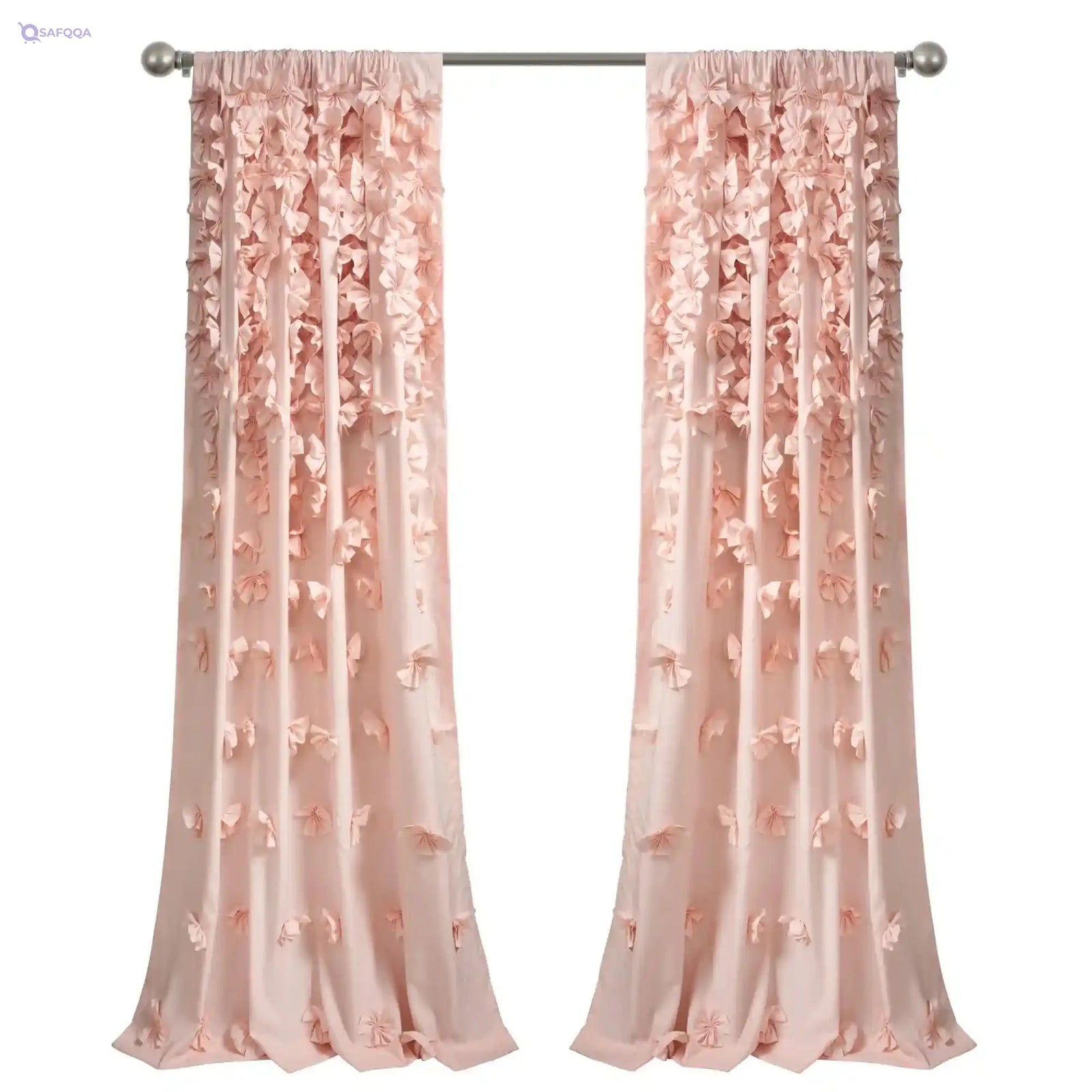 Lush Decor Riley Window Curtain Sheer Ruffled Textured Bow Window Panel for Living, Dining Room, Bedroom (Single), 54