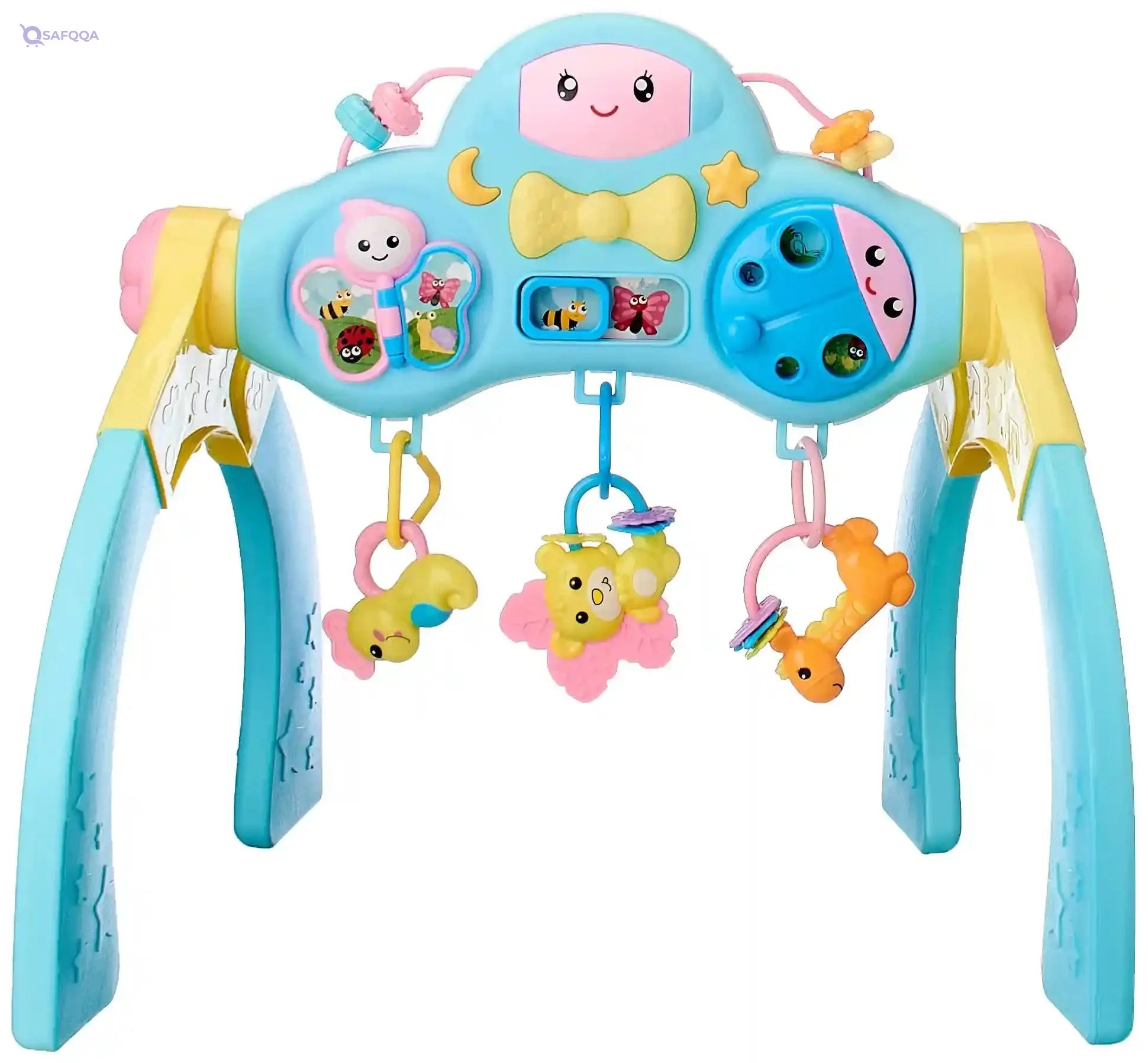 "3-in-1 Multifunctional Baby Body-Building Frame with Light, Music, and 3 Cute Baby Toys – For 3m+ (Lying Down), 6m+ (Learn to Sit), 9m+ (Learn to Walk) – Large Frame" - Safqqa