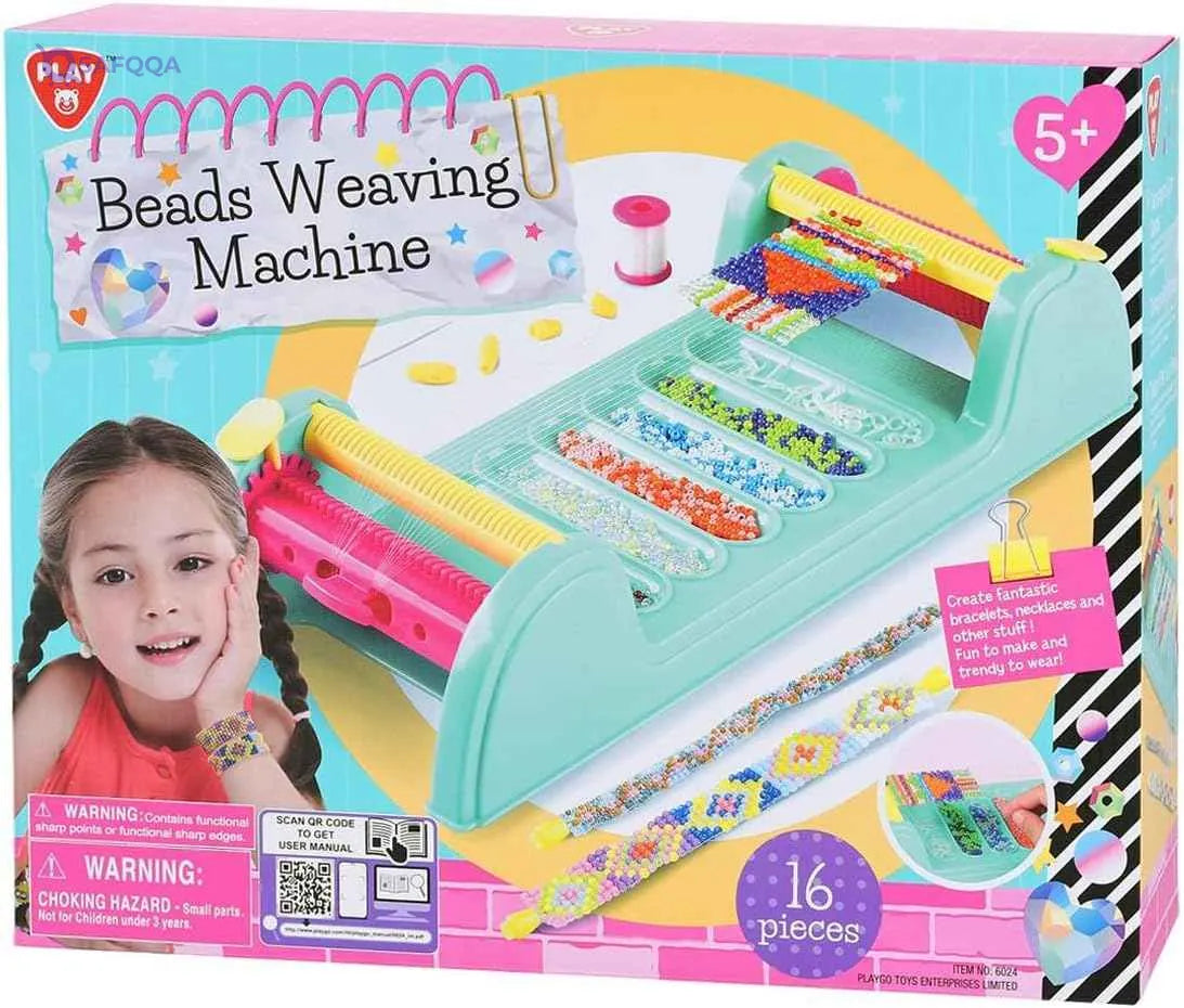 Playgo Beads Weaving Machine, Multi-Colour, 6024, 16 Pcs - Safqqa