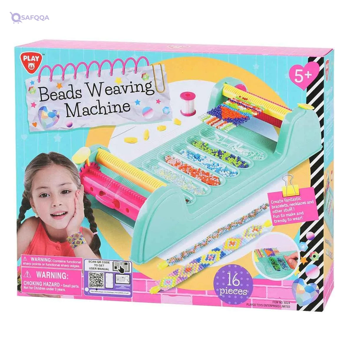 Playgo Beads Weaving Machine, Multi-Colour, 6024, 16 Pcs - Safqqa