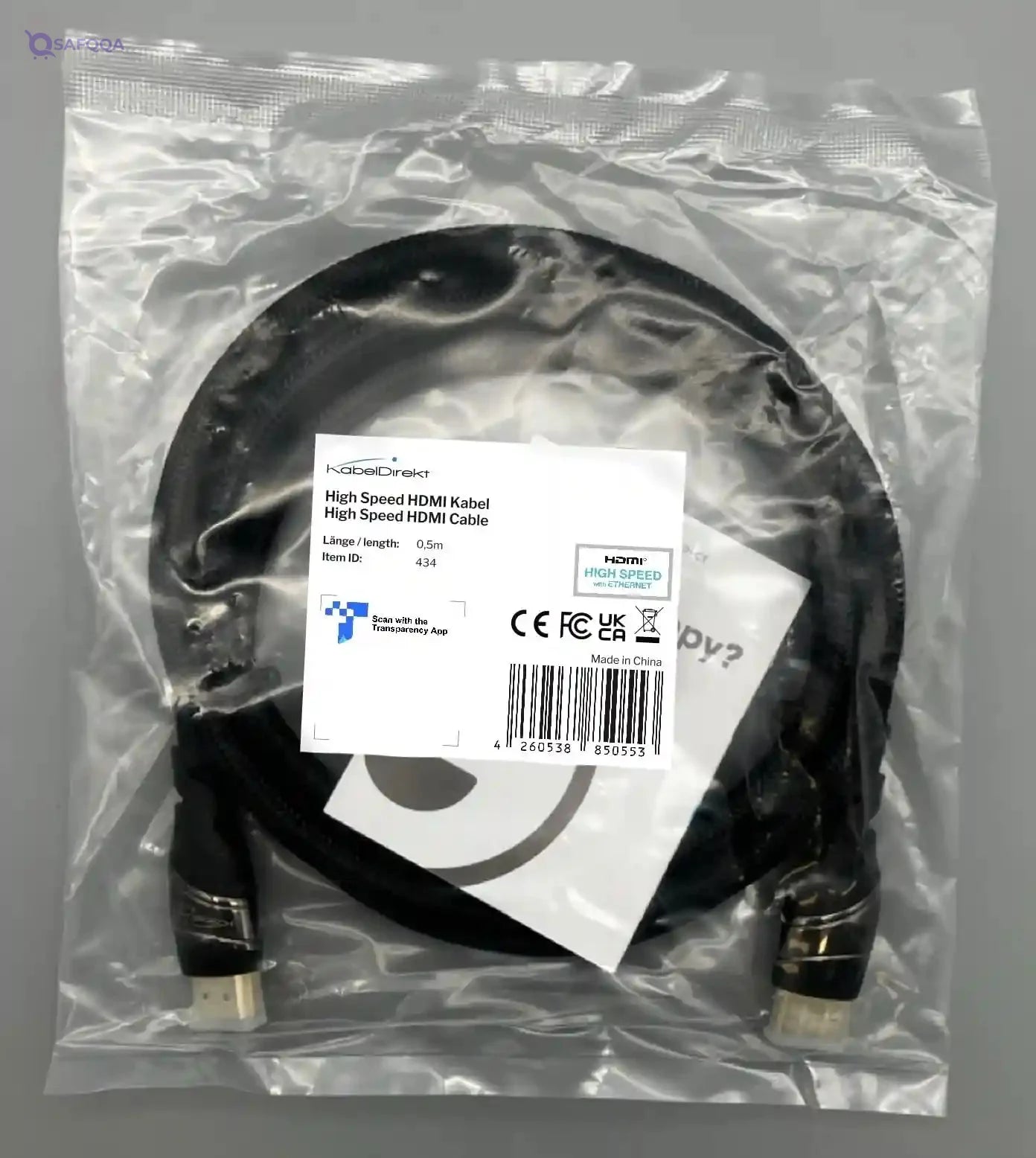KabelDirekt 434 0.5m HDMI Cable 4K / Cord compatible with (HDMI 2.0a/b, 2.0, 1.4a, Cable, to HDMI, 4K@60HZ,1080p FullHD, UHD, Ultra HD, 3D, High Speed Ethernet - Safqqa