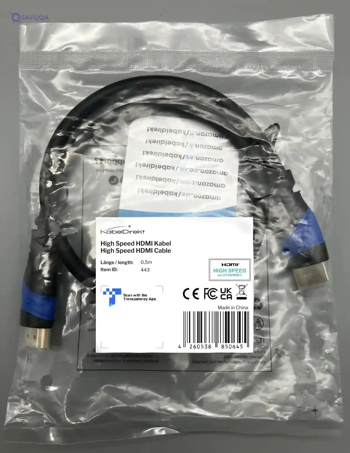 KabelDirekt 443 0.5m HDMI Cable 4K / Cord compatible with (HDMI 2.0a/b, 2.0, 1.4a, Cable, to HDMI, 4K@60HZ,1080p FullHD, UHD, Ultra HD, 3D, High Speed Ethernet, ARC, PS4, XBOX, HDTV) black - Safqqa