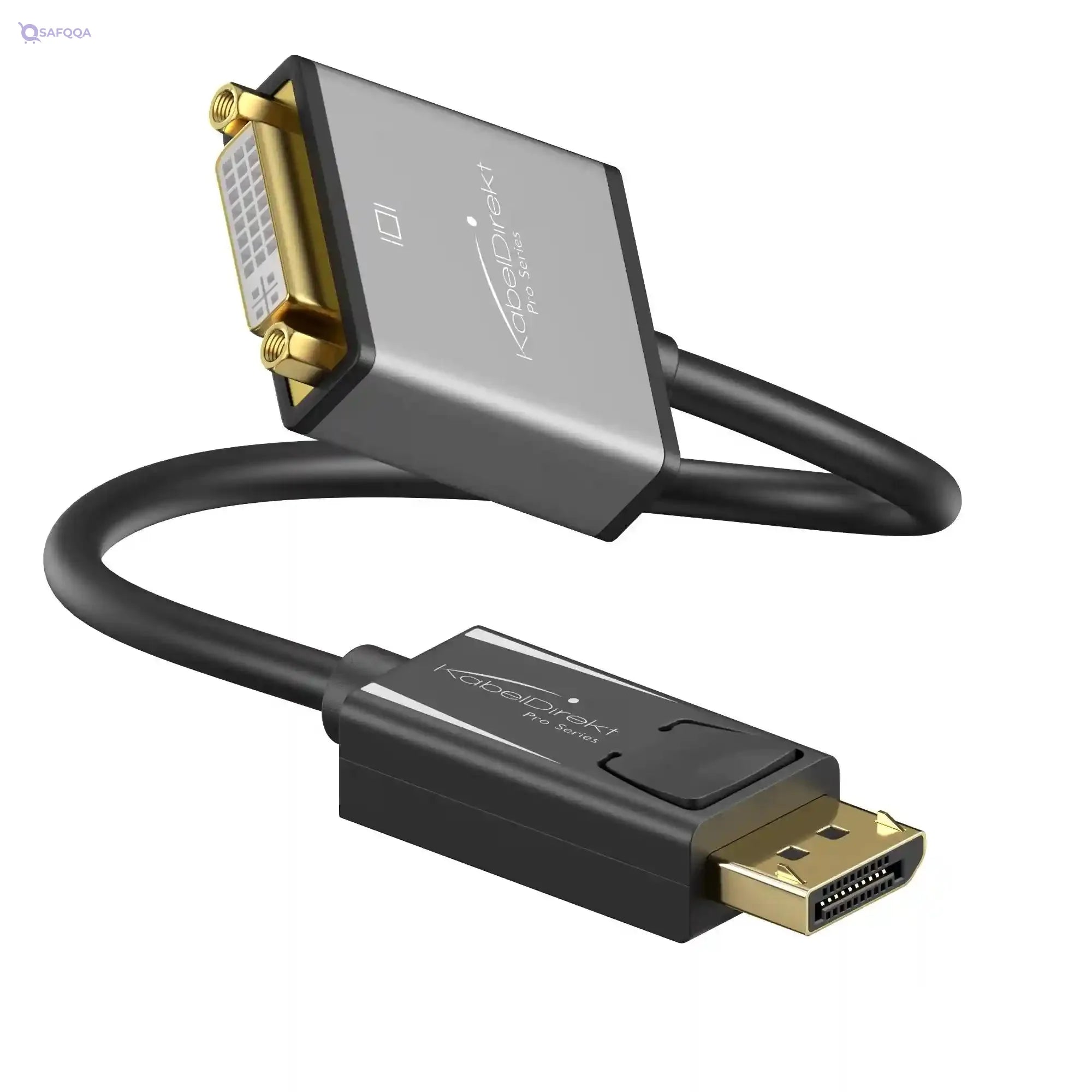 KabelDirekt 1117 0.15m DisplayPort DP to DVI adapter (maximum resolution 4K/30Hz, suitable for all graphics cards with a socket connecting beamers or monitors input) PRO Series black - Safqqa Egypt