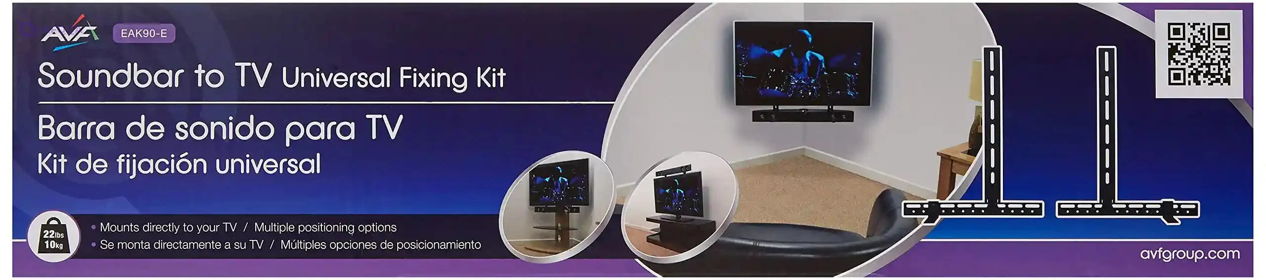 Avf Eak90-E Soundbar Mount For Mounting Soundbar Above Or Below TV, Black - Safqqa