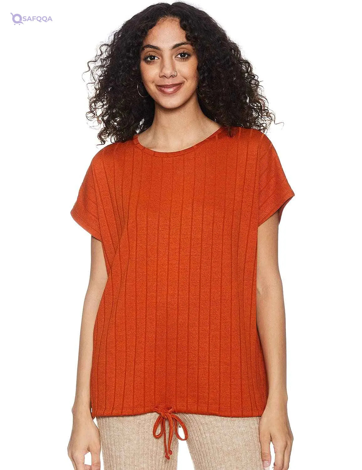 Matalan Blouse for Women Ribbed Short Sleeves Round Neck Classic and flattering neck design suitable for everyday wear. - Safqqa
