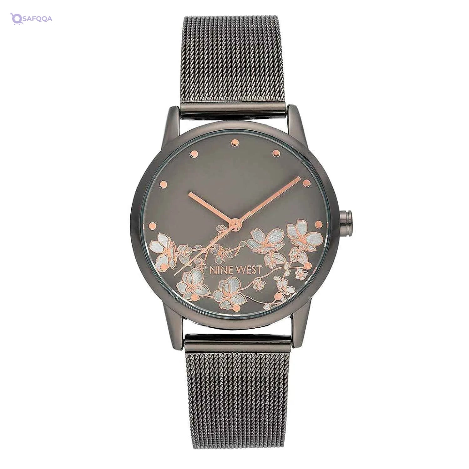 Nine West Women's Bracelet Watch, Silver/Gunmetal, Quartz Movement - Safqqa