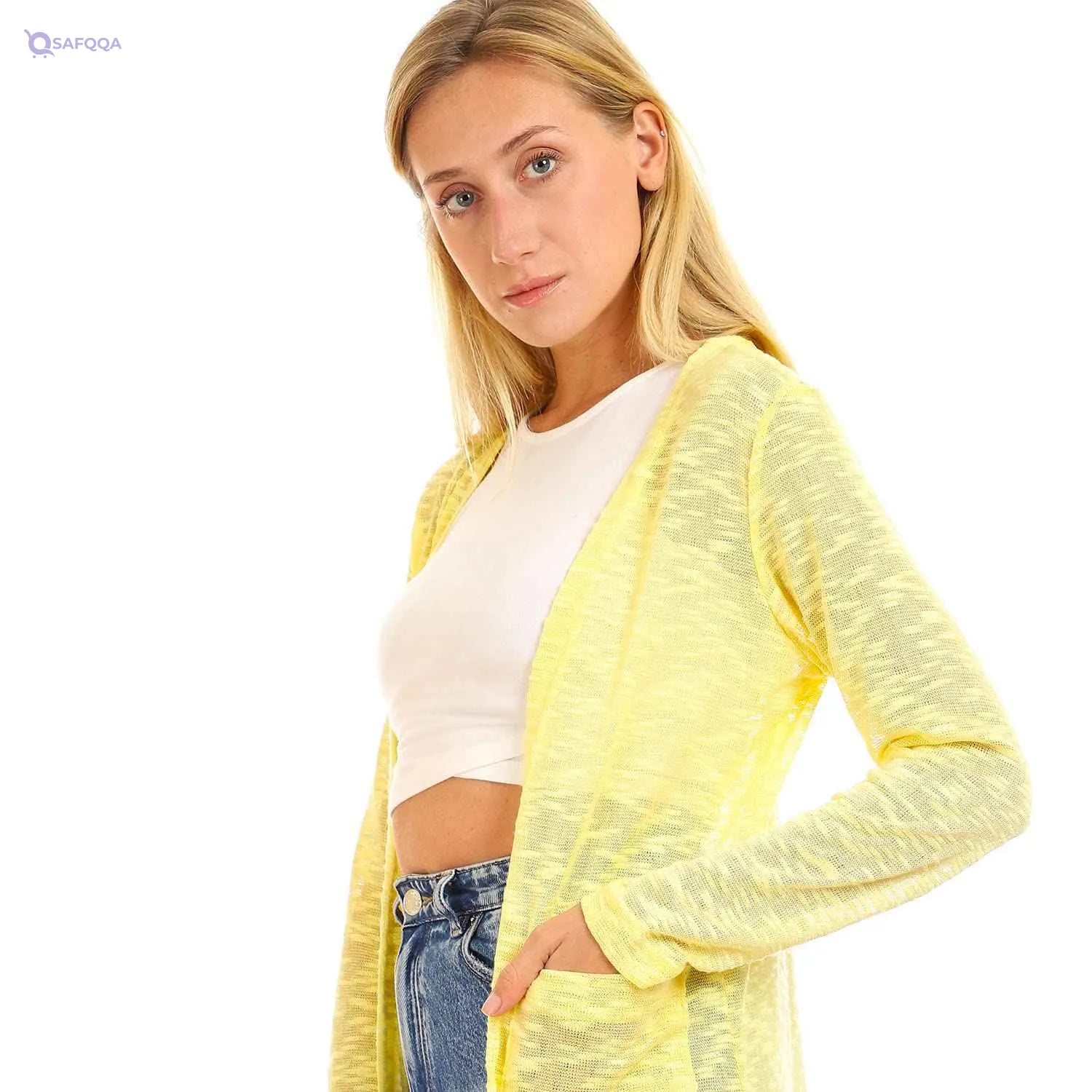 JAMILA Women’s Long Open Neck Cardigan Sweater - Safqqa