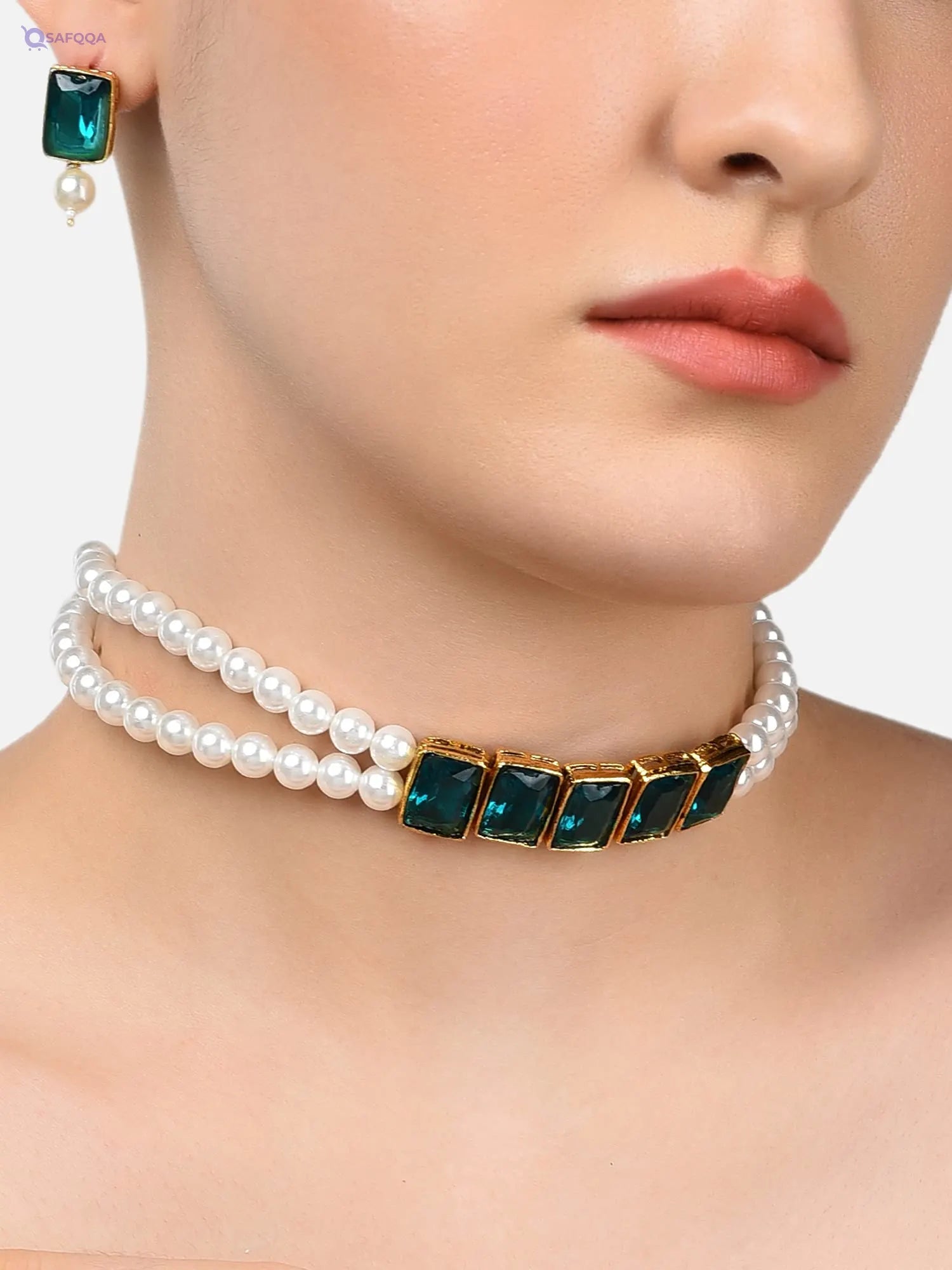 ZAVERI PEARLS Jewellery Set For Women -Green - Safqqa