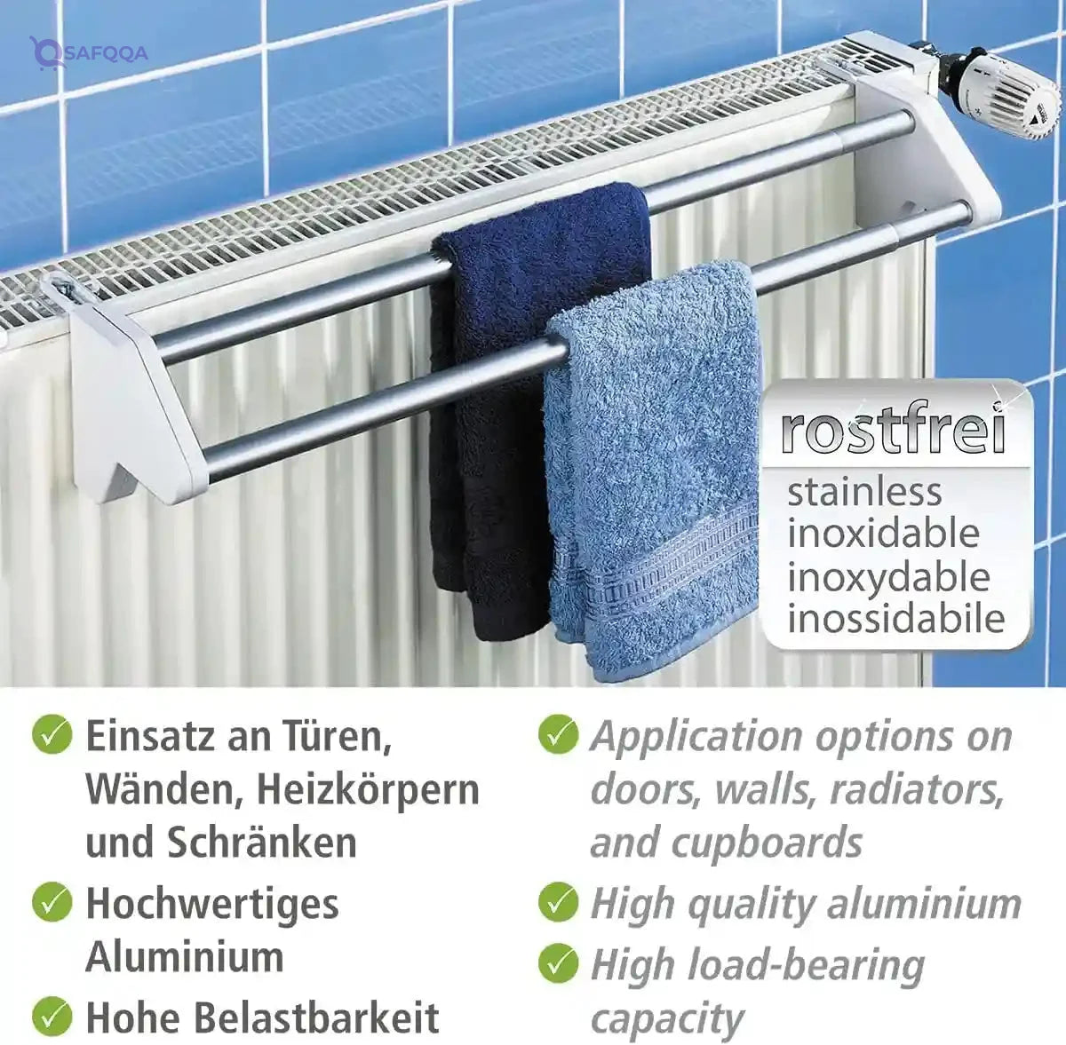 WENKO Standard Radiator Clothes Dryer – Aluminium, Extendable, Indoor & Outdoor, Portable - Safqqa
