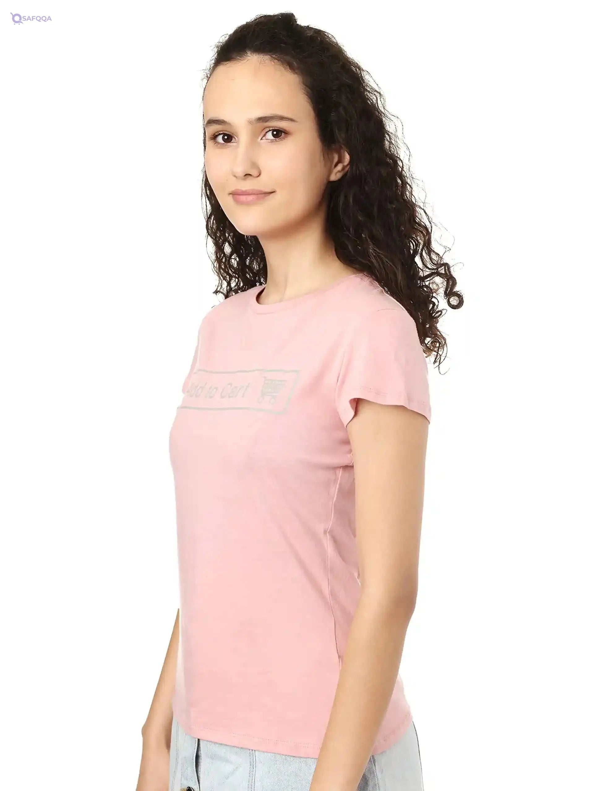Splash Front Print Short Sleeves Cotton T-Shirt for Women - Safqqa Egypt