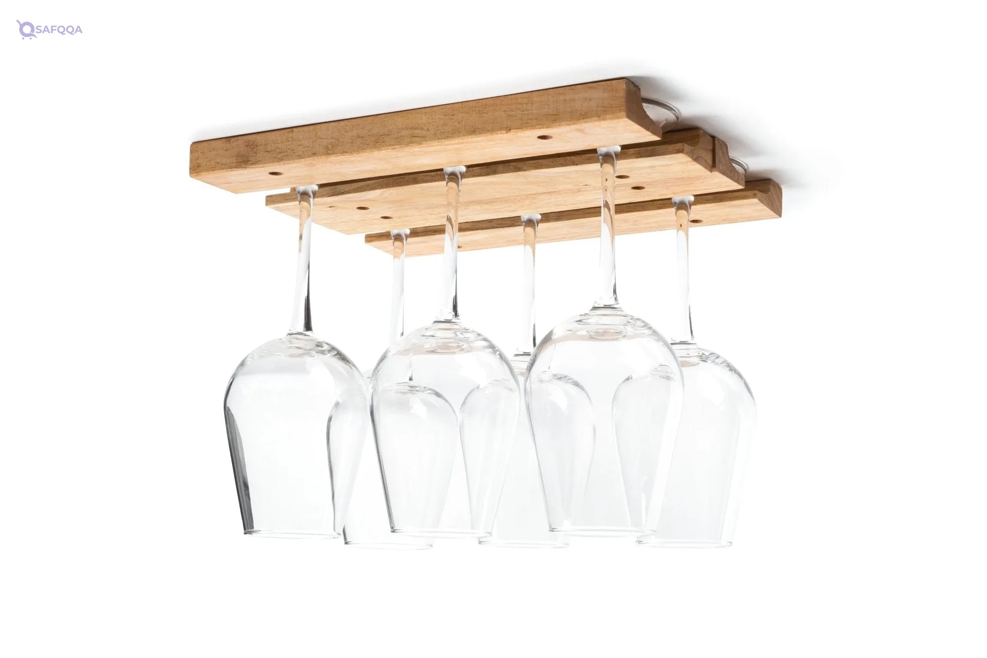 Fox Run Wooden Under-Cabinet Mounted Wine Glass Holder Rack – 11 x 7 x 0.75 inches - Safqqa