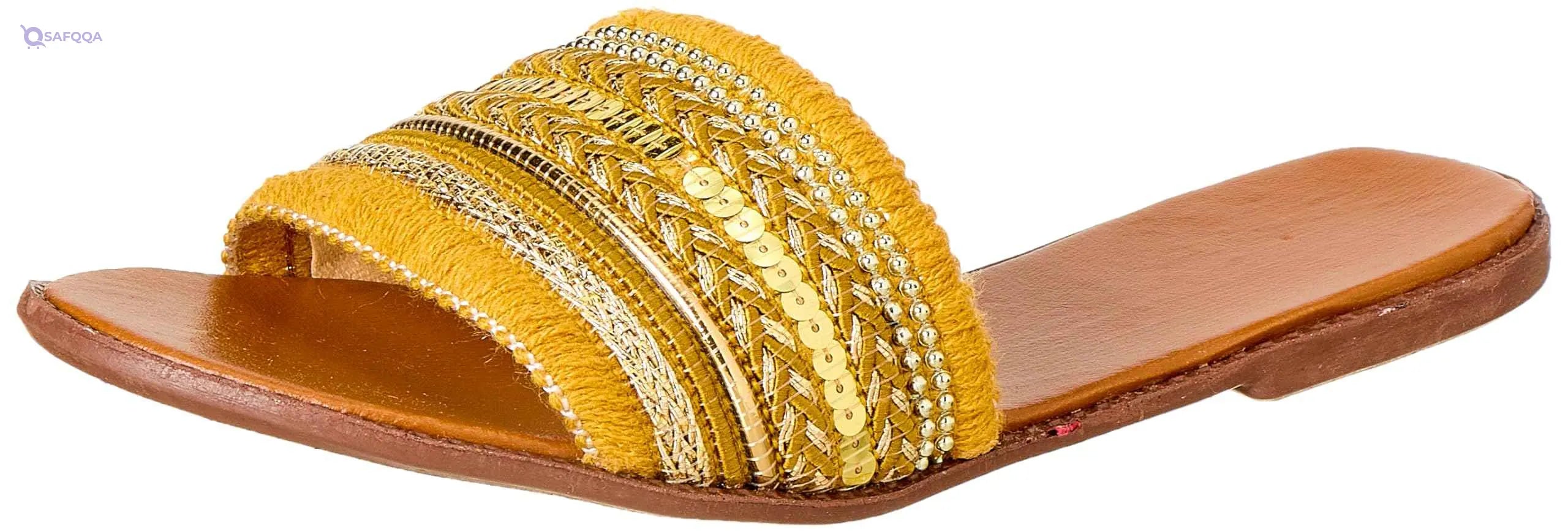 Sway 1 c.m slippers,lace fabric arabesque style embroidery strap - Safqqa
