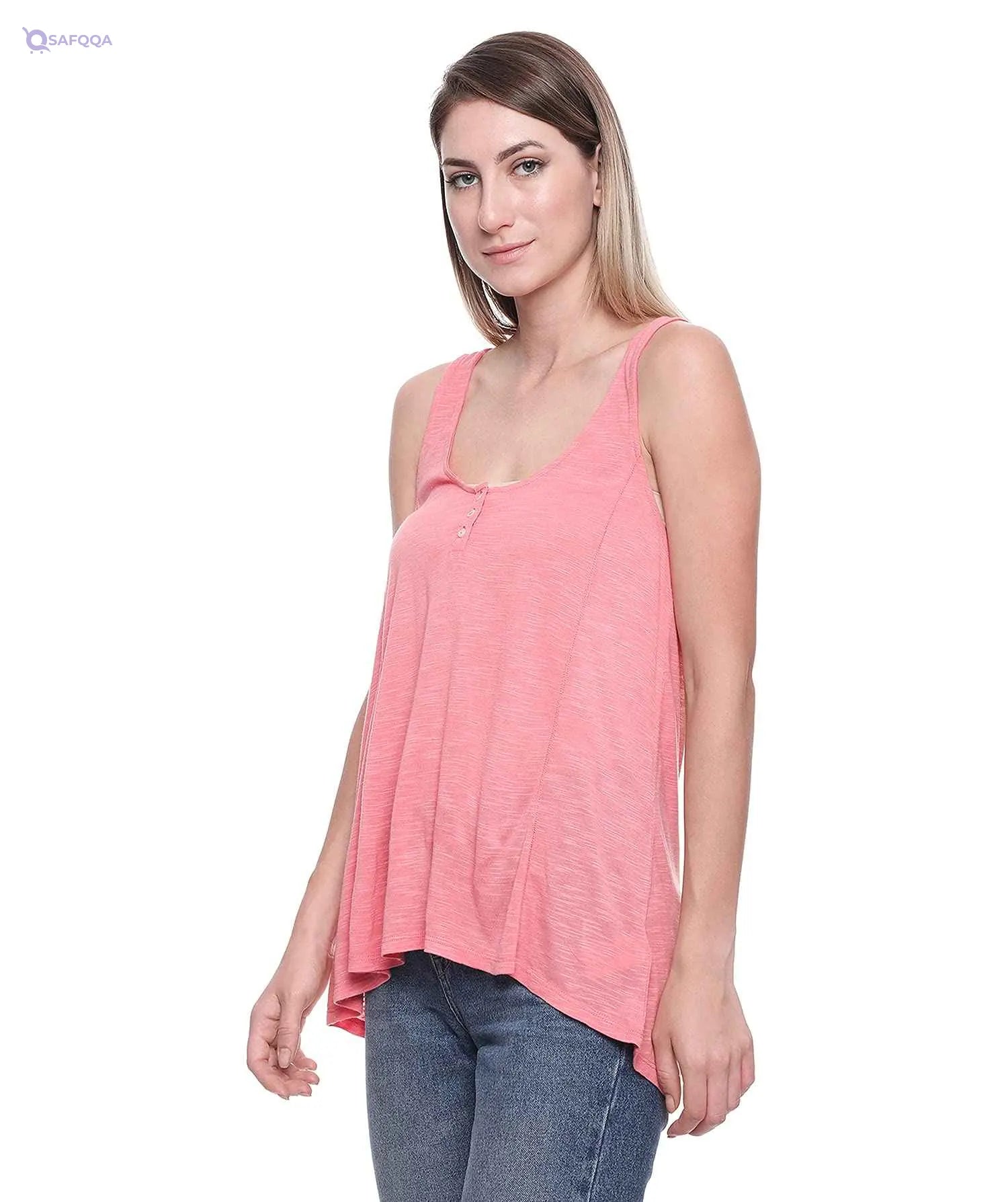 AEROPOSTALE Curved Hem Button-Front Crochet-Back Tank Top for Women - Safqqa Egypt