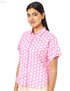 Splash Basic Polka Dot Cotton Short-Sleeve Rounded-Hem Button-Down Shirt For Women - Safqqa Egypt