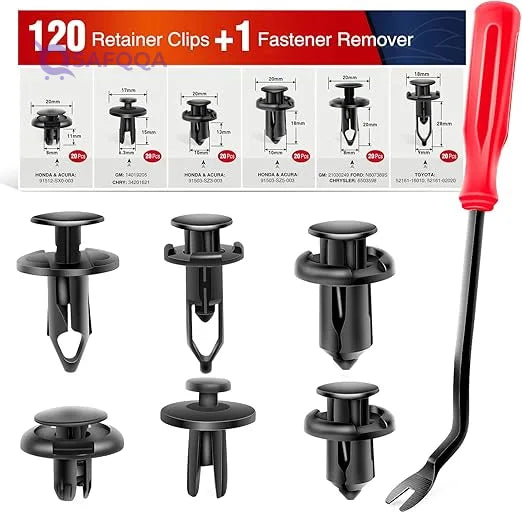 Nilight 120Pcs Car Retainer Clips with Fastener Remover – Replacement Kit for GM, Ford, Toyota, Honda, Chrysler - Safqqa