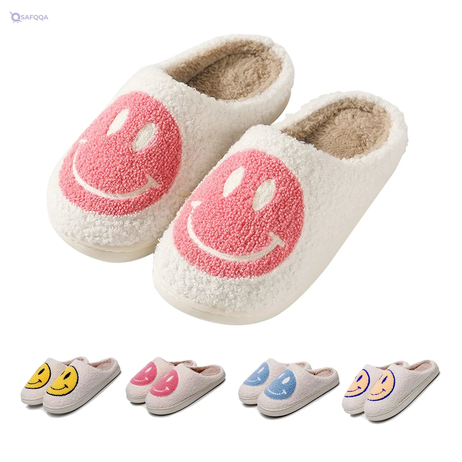 Happy Face Slide Slippers for Women – Comfortable Casual Footwear - Safqqa