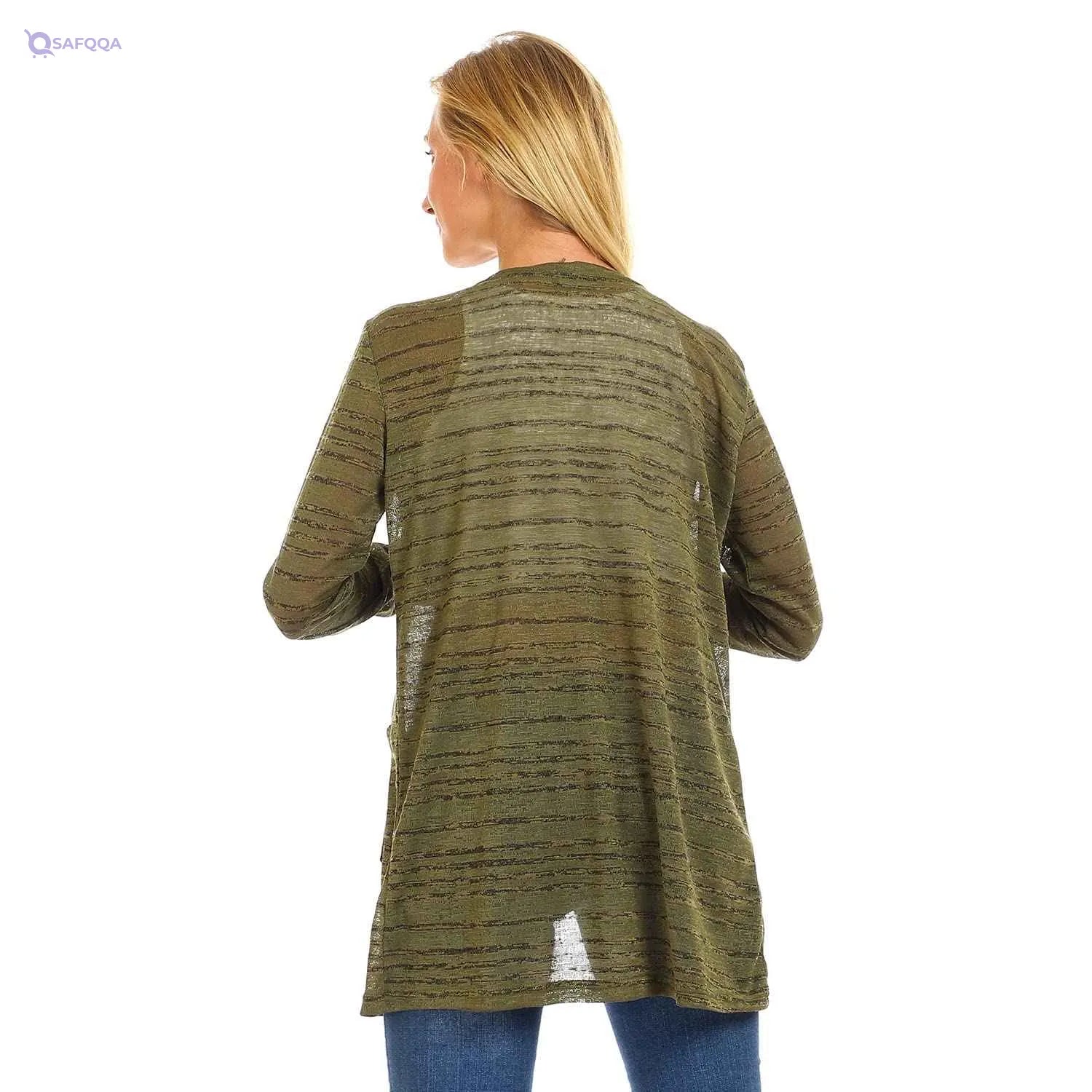 JAMILA Side Pockets Patterned Open Neckline Cardigan,Side pockets provide practicality and convenience. - Safqqa