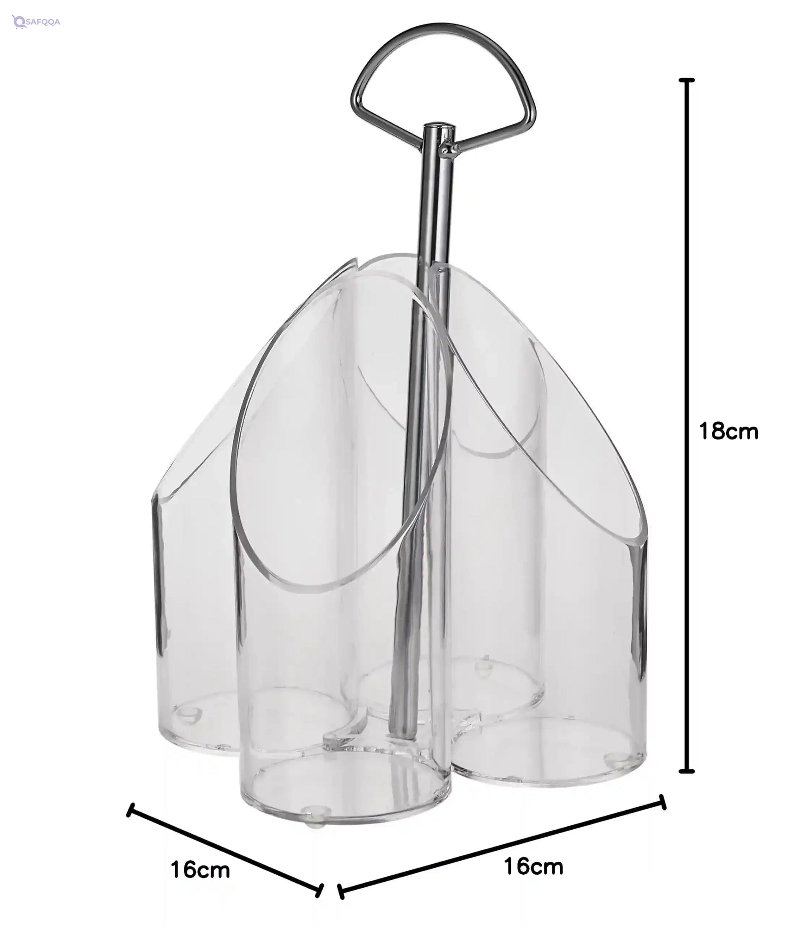 Vague Cutlery Holder For Kitchen, Transparent/Silver - Safqqa