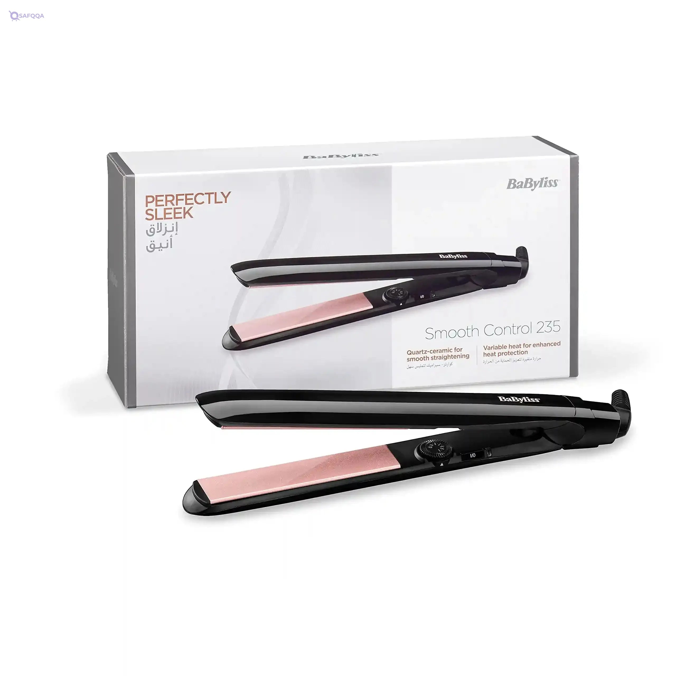 BaByliss Hair Straightener, Up to 235°, 13 Heat Settings, Quartz Ceramic Coated Plates, Advanced Ceramics Heating System, Ultra Fast Heat Up, Auto Shut Off, Heat Wrap (ST298E) - Safqqa Egypt