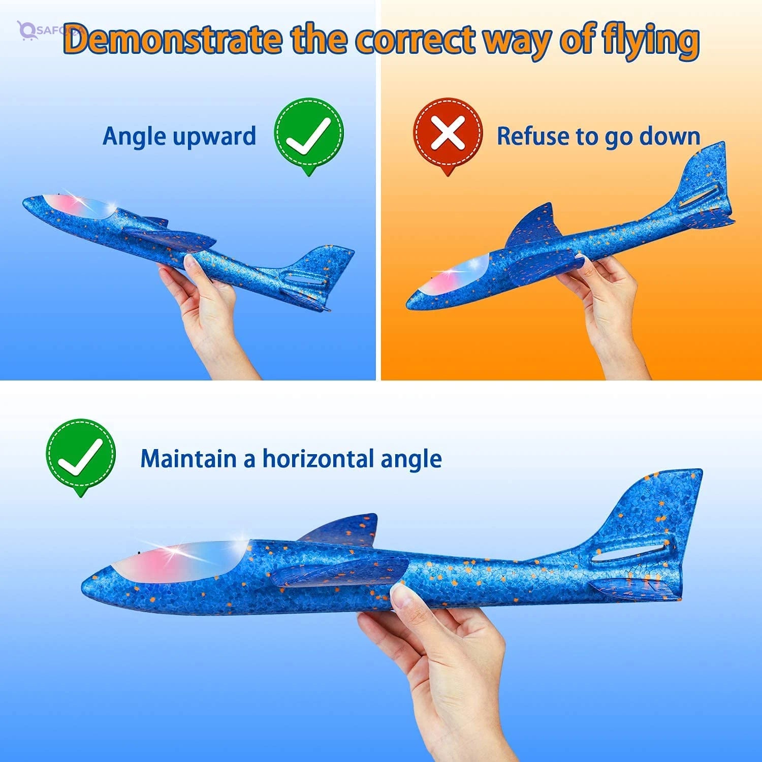 Alyasameen A funflyable foam Glider With LED lights, suitable for Kids. - Safqqa