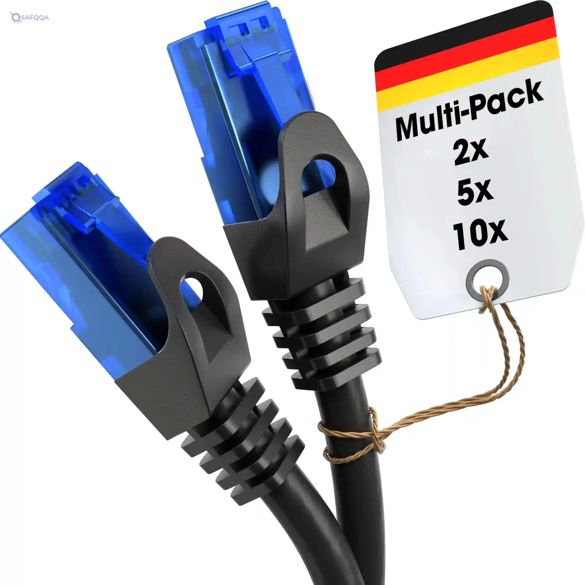 KabelDirekt 5-meter cable transmitting internet at 1 gigabit per second, black/blue - Safqqa