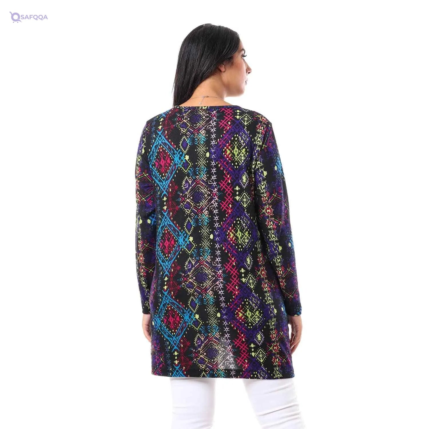 JAMILA Printed Long Sleeve Blouse For Women,Durable quality that withstands frequent washing. - Safqqa