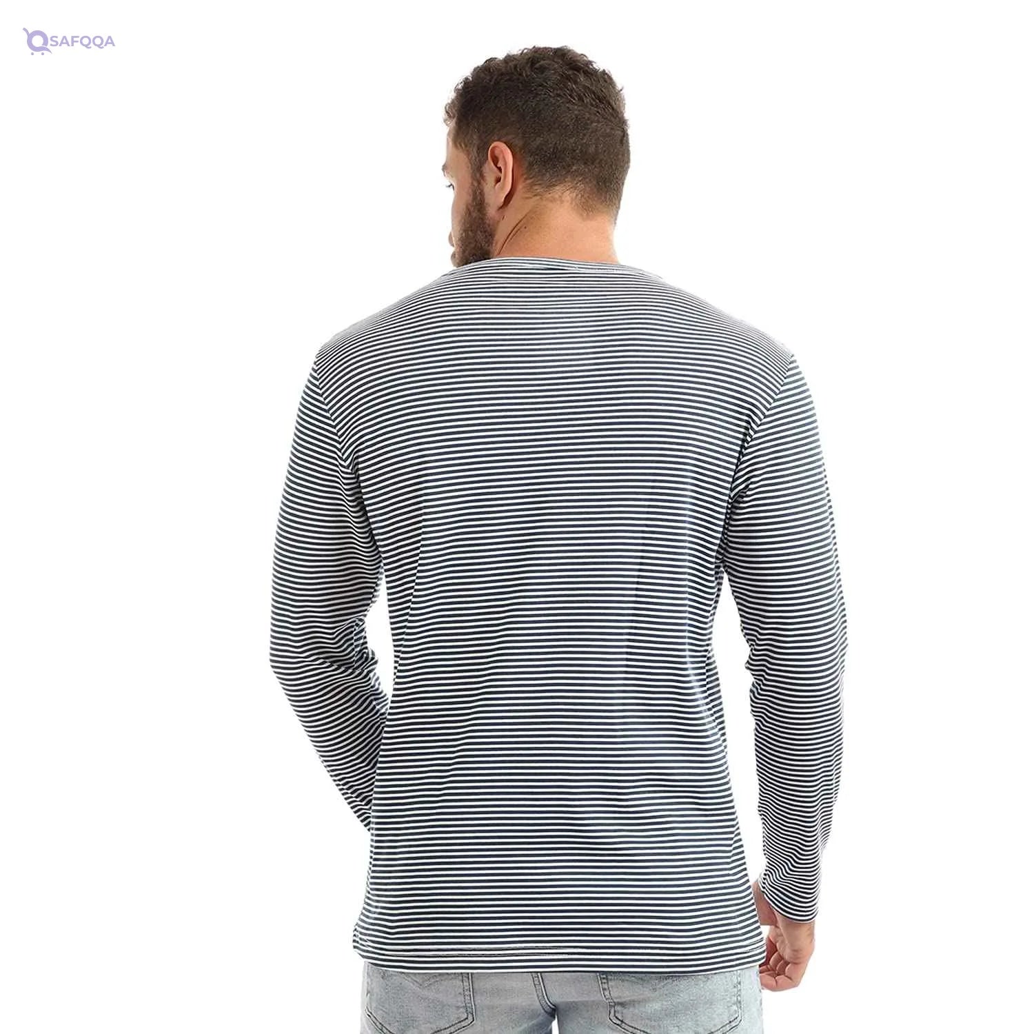 Men stripped crew neck long sleeves top - Safqqa