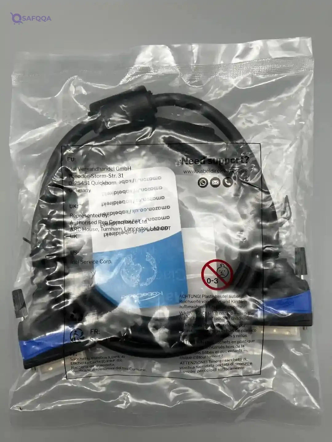KabelDirekt 451 0.5m Dual-Link DVI Cable (DVI-D 24+1, 1080p Full HD 3D) TOP Series black - Safqqa Egypt